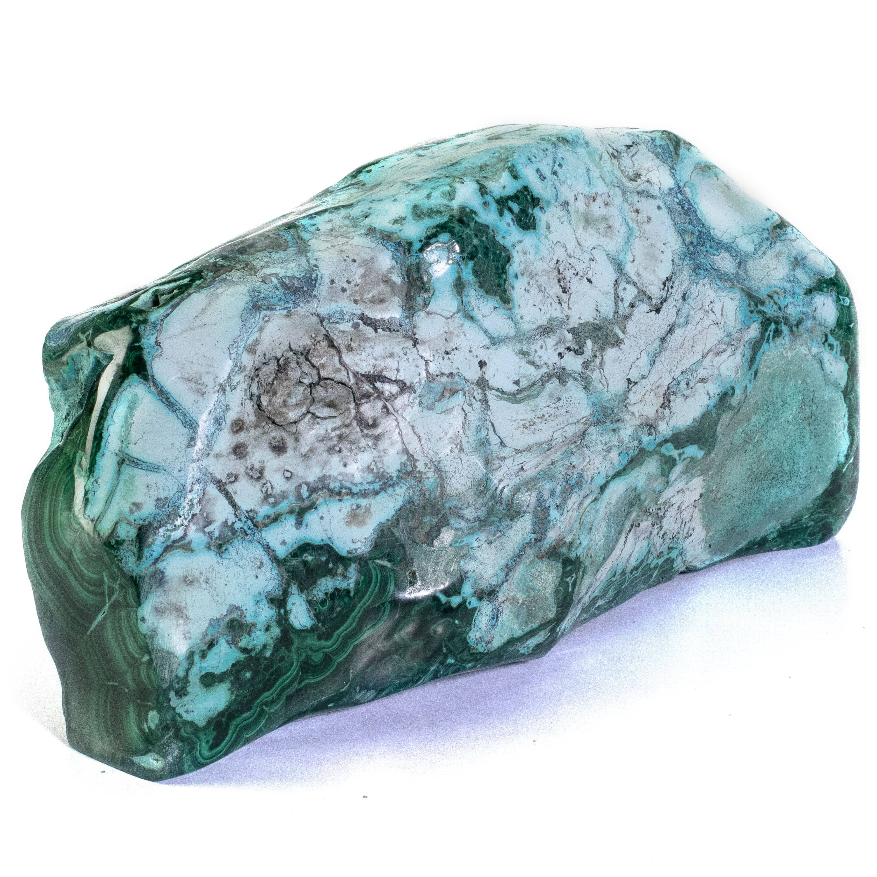 Kalifano Malachite Rare Natural Green Malachite with Blue Chrysocolla Freeform Specimen from Congo - 1.7 kg / 3.7 lbs MAC1450.002