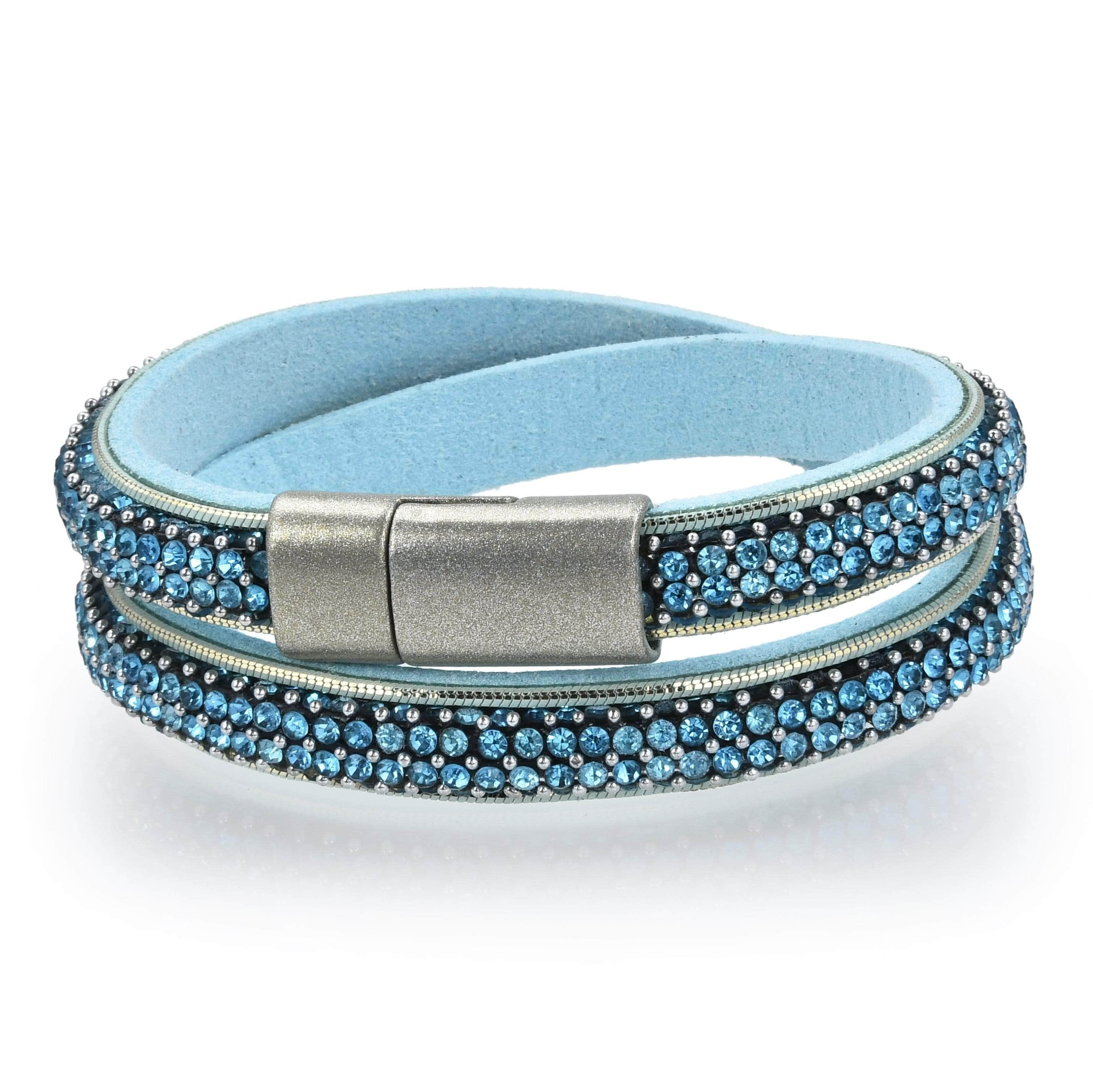 Kalifano Multiwrap Bracelets Long Strand Diamond Blue Bracelet with Magnetic Clasp BMW-22-BE
