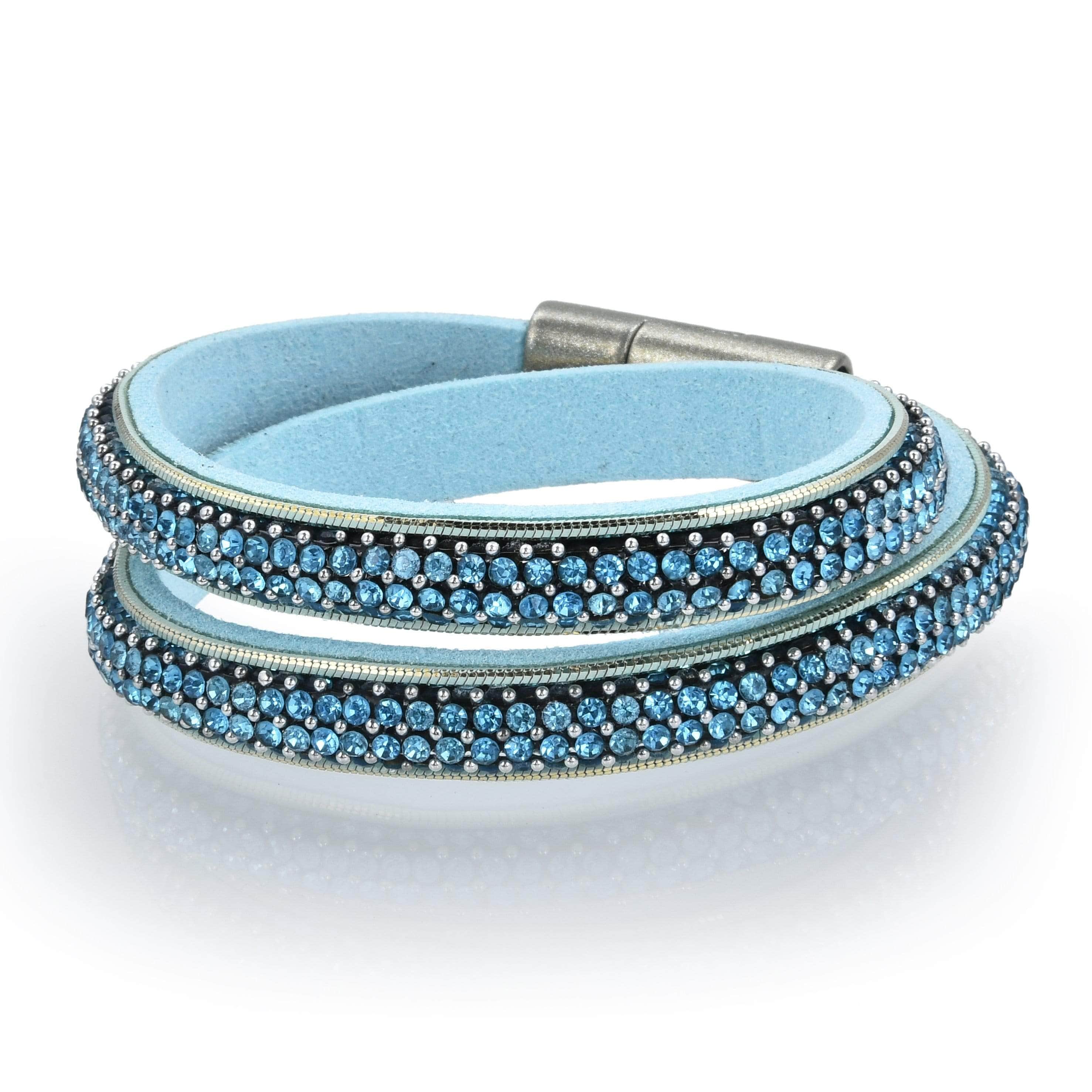 Kalifano Multiwrap Bracelets Long Strand Diamond Blue Bracelet with Magnetic Clasp BMW-22-BE