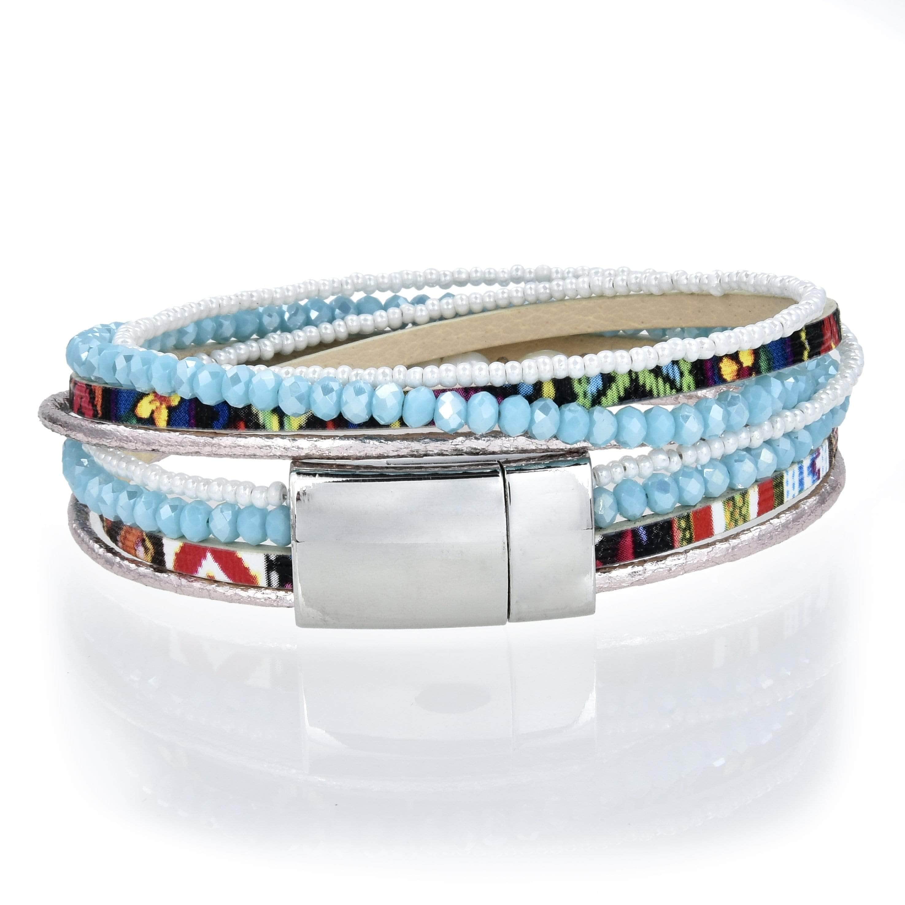 Kalifano Multiwrap Bracelets Long Strand Diamond Blue Bracelet with Magnetic Clasp BMW-23-BE