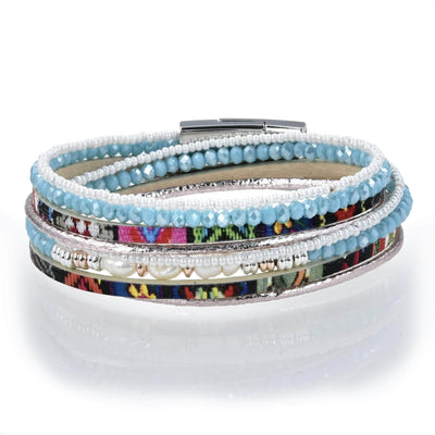 Kalifano Multiwrap Bracelets Long Strand Diamond Blue Bracelet with Magnetic Clasp BMW-23-BE