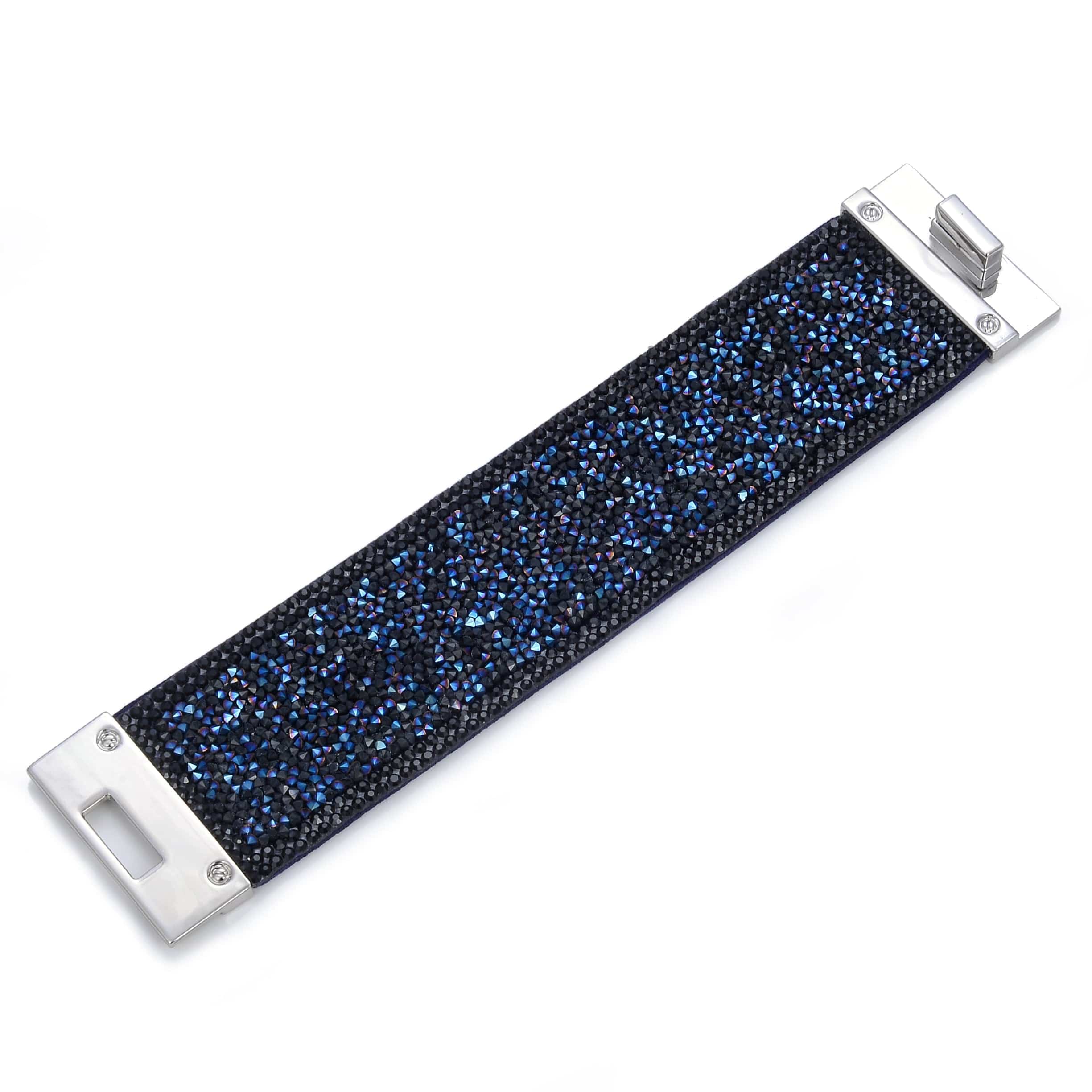 Kalifano Multiwrap Bracelets Long Strand Diamond Navy Blue Bracelet with Magnetic Clasp BMW-15-NY