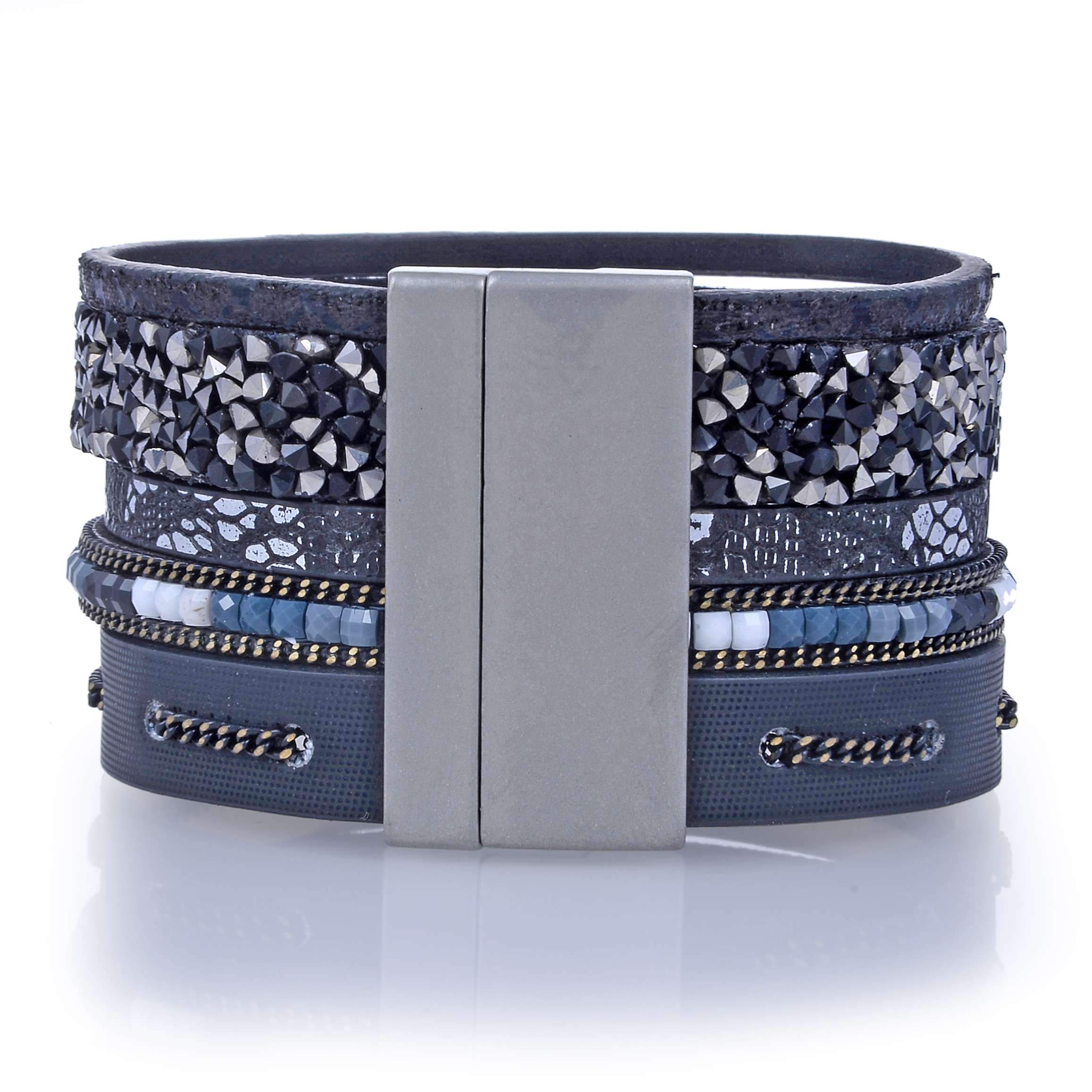 Candice Fraise & Steel Thin Leather Bracelet – Owen&Savary