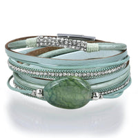 Multiple Strand Bracelet Quartz Gemstone Green With Magnetic Clasp Main Image