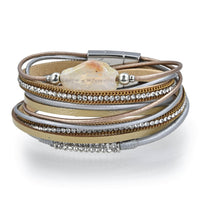 Multiple Strand Bracelet Quartz Gemstone Silver With Magnetic Clasp Main Image