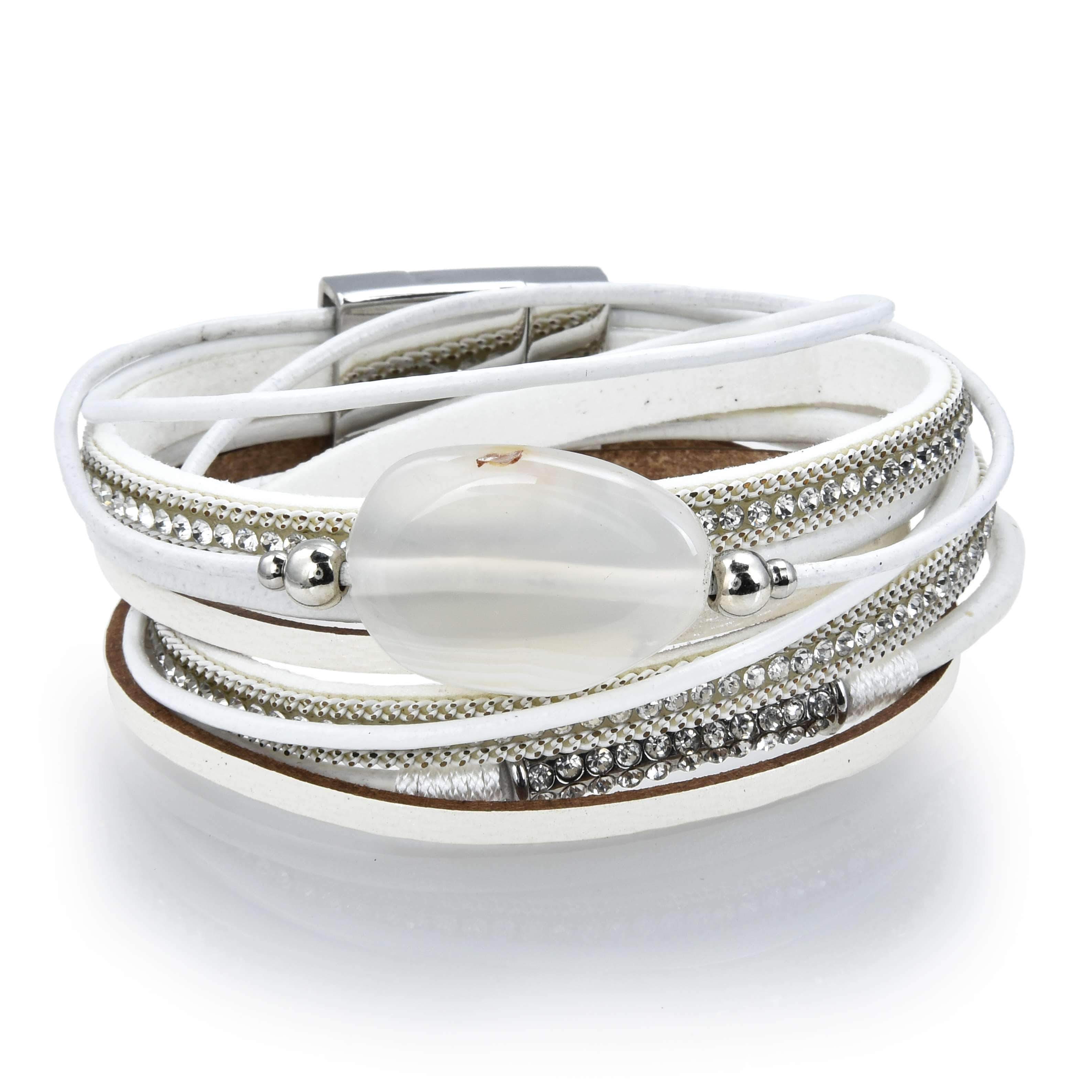 Multiple Strand Bracelet with Quartz Gemstone Accent side view