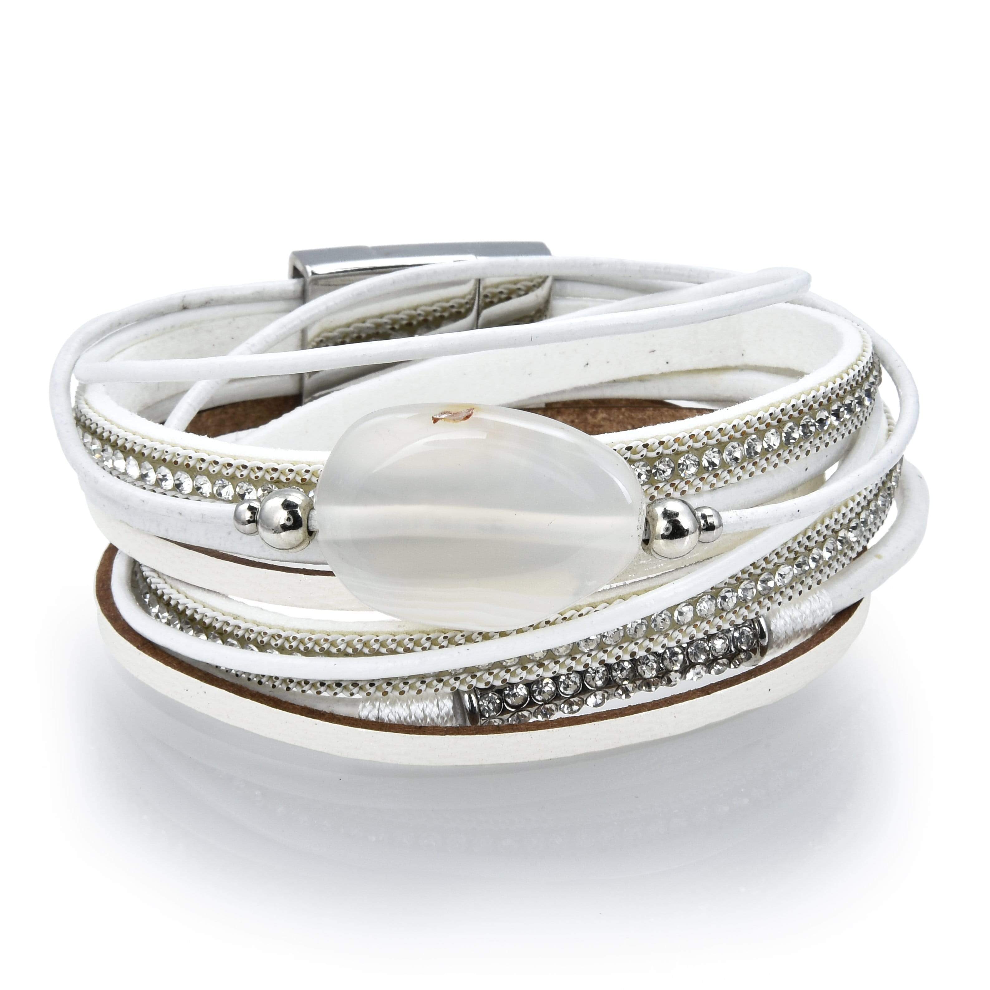 Multiple Strand Bracelet with Quartz Gemstone Accent front view