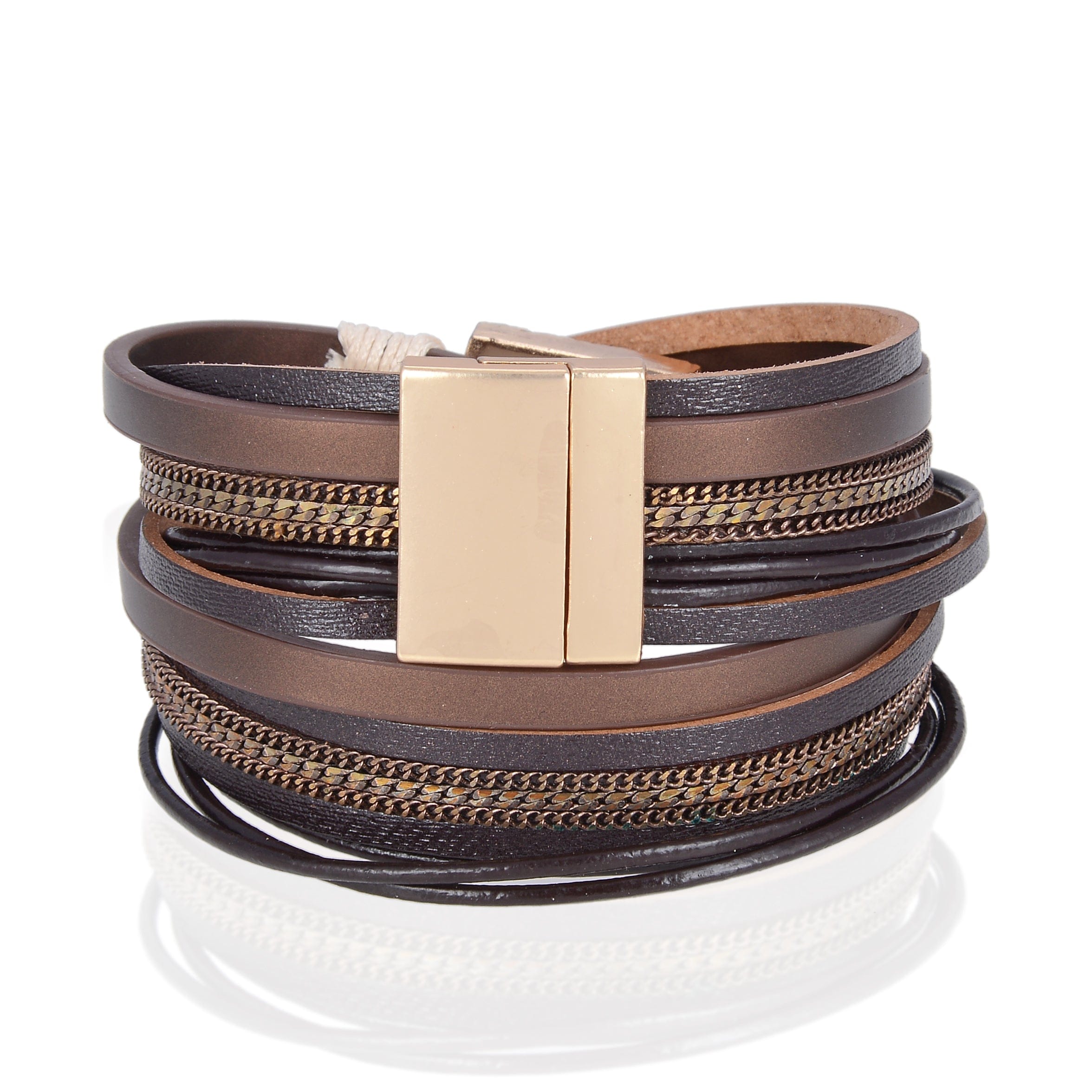 Kalifano Multiwrap Bracelets Multiple Strand Geode Brown Bracelet with Magnetic Clasp BMW-24-BN2