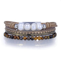 Short Multiple Strand Bracelet Brown With Magnetic Clasp Main Image