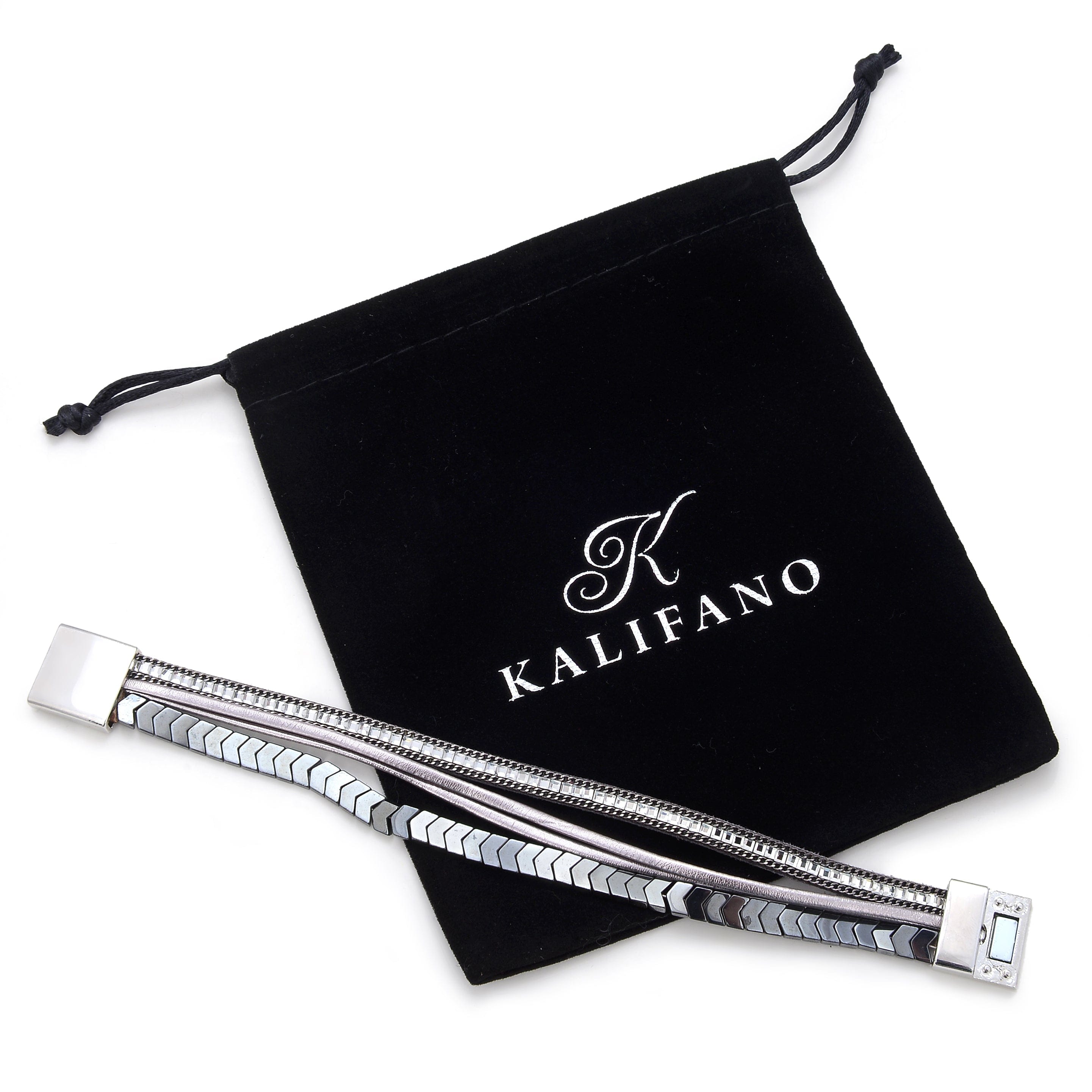 Kalifano Multiwrap Bracelets Short Multiple Strand Bracelet Gray With Magnetic Clasp BMW-29-GY