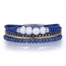 Short Multiple Strand Bracelet Navy Blue With Magnetic Clasp
