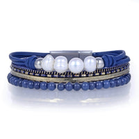 Short Multiple Strand Bracelet Navy Blue With Magnetic Clasp Main Image