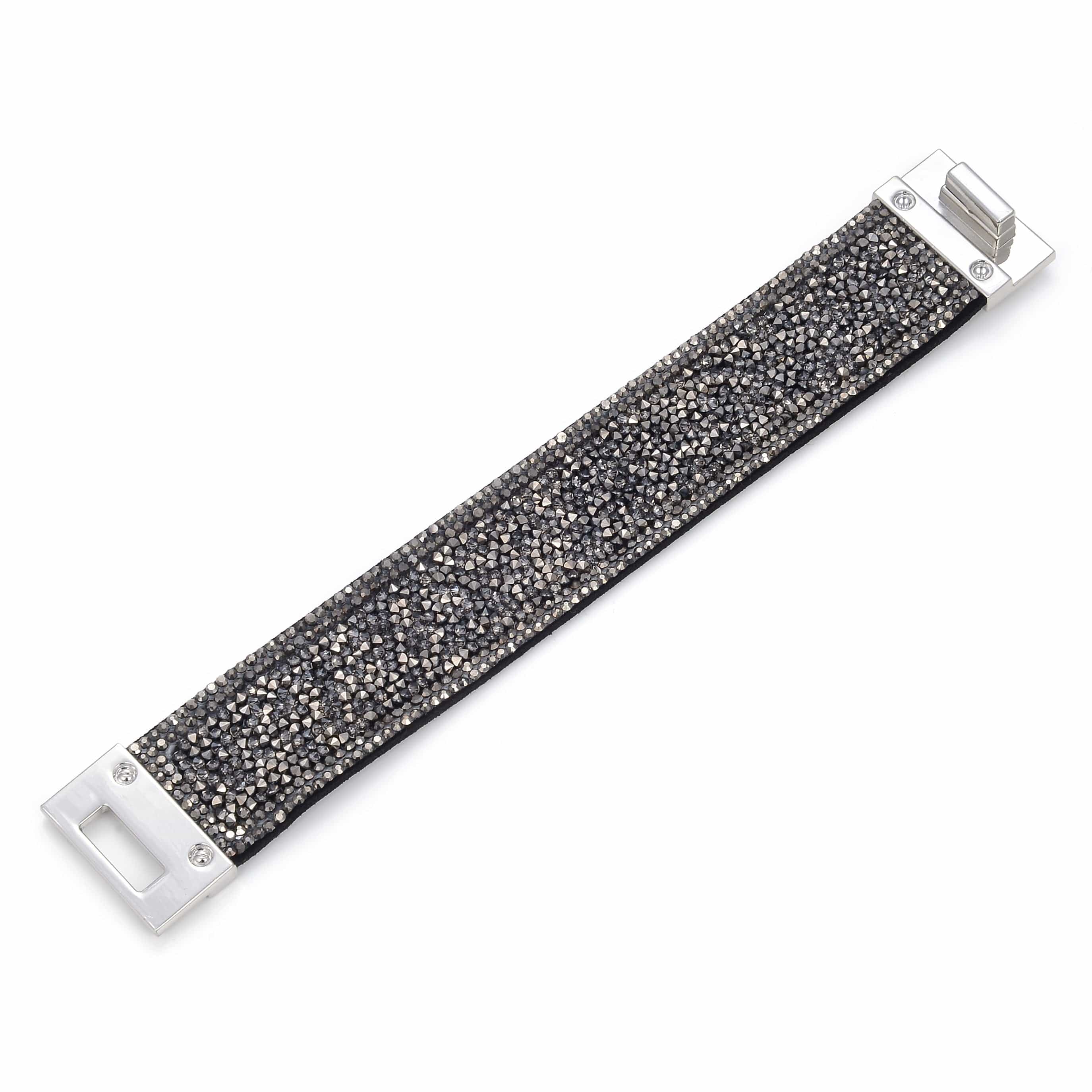 kalifano multiwrap bracelets short swarovski crystal leather band bracelet gray with toggle lock bmw 28 gy 33231068201154