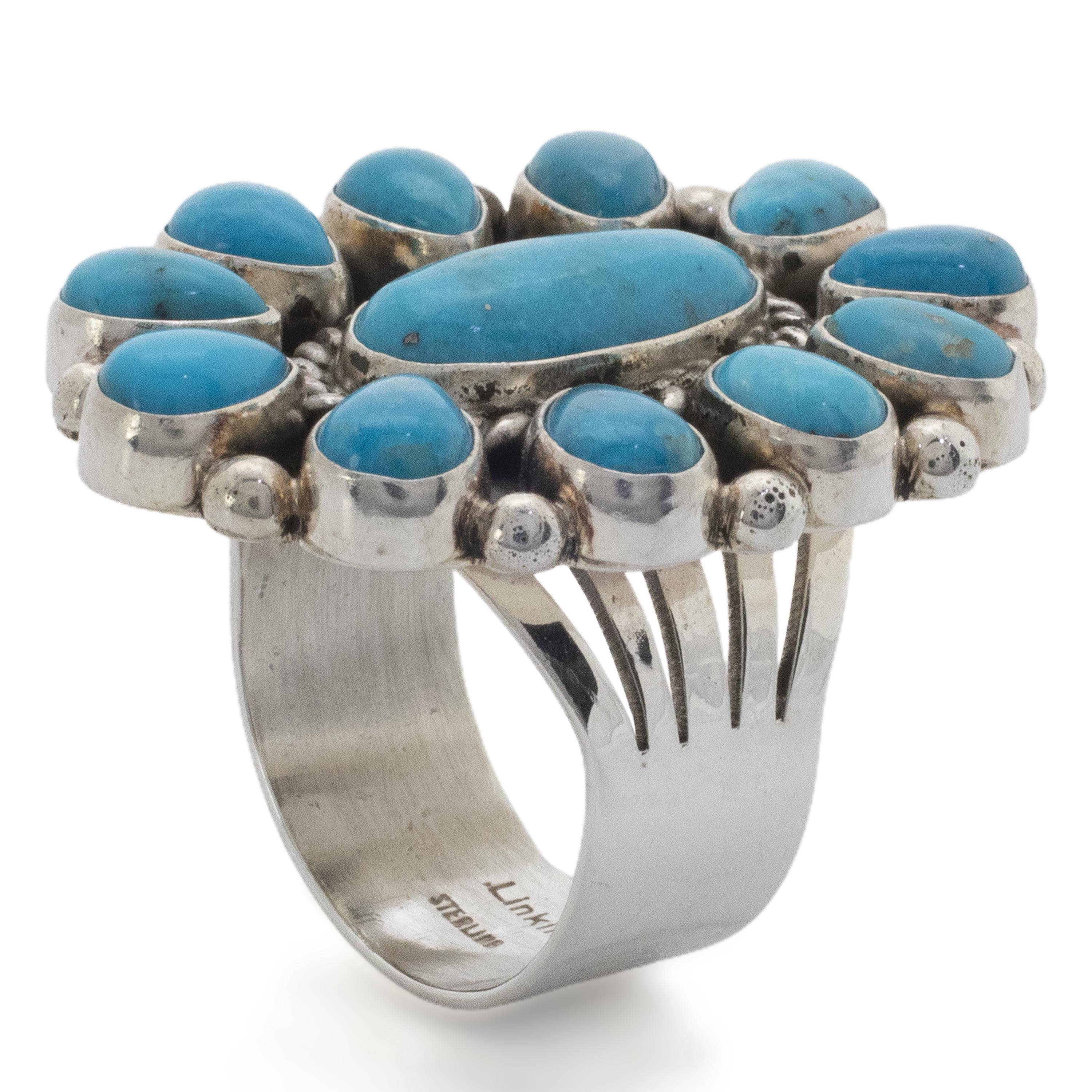 Kalifano Native American Jewelry 10.5 Lucinda Linkin Navajo Sonoran Gold Turquoise USA Native American Made 925 Sterling Silver Ring NAR1400.019.105
