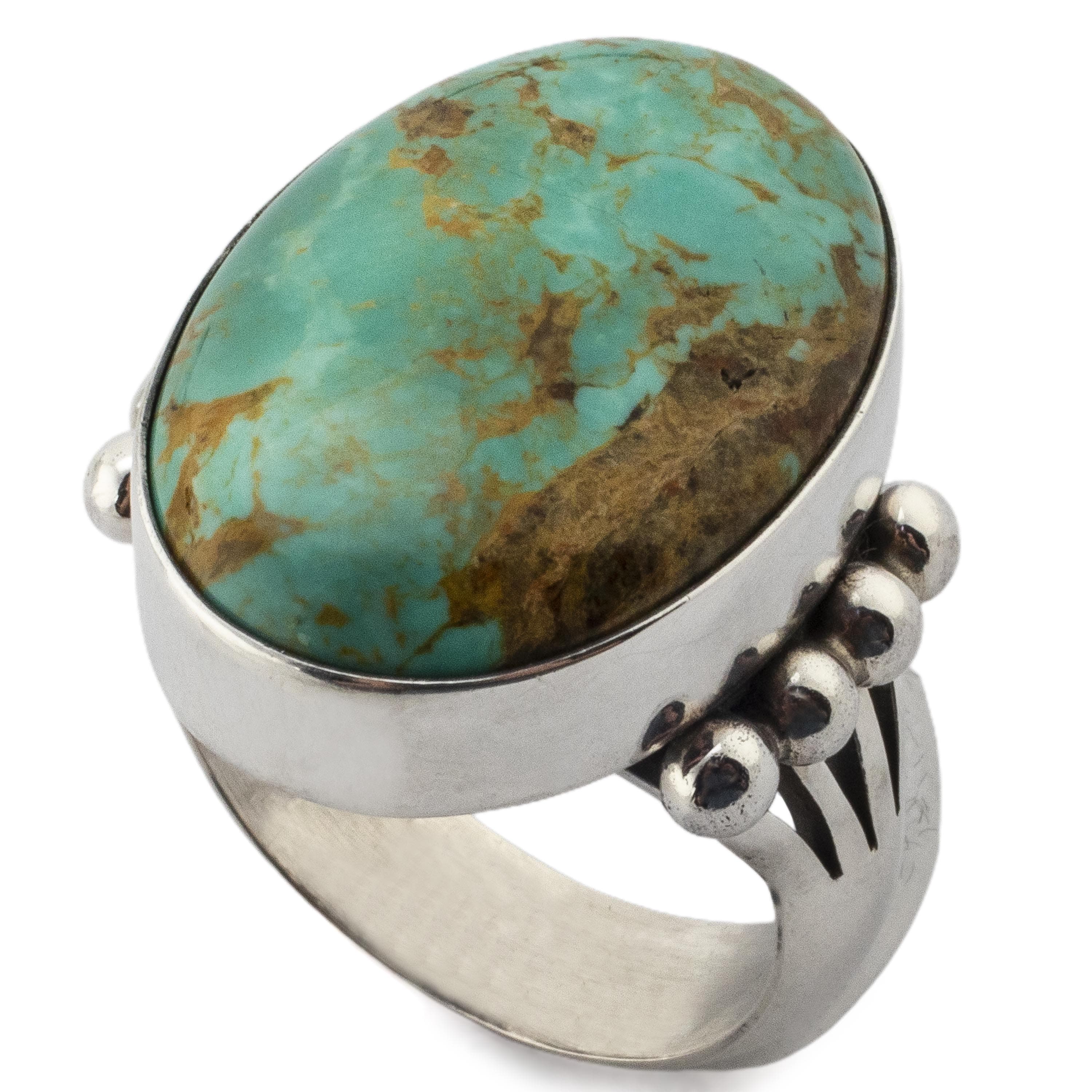 Kalifano Native American Jewelry 10 Elgin Tom Tyrone Turquoise USA Native American Made 925 Sterling Silver Ring NAR1000.010.10