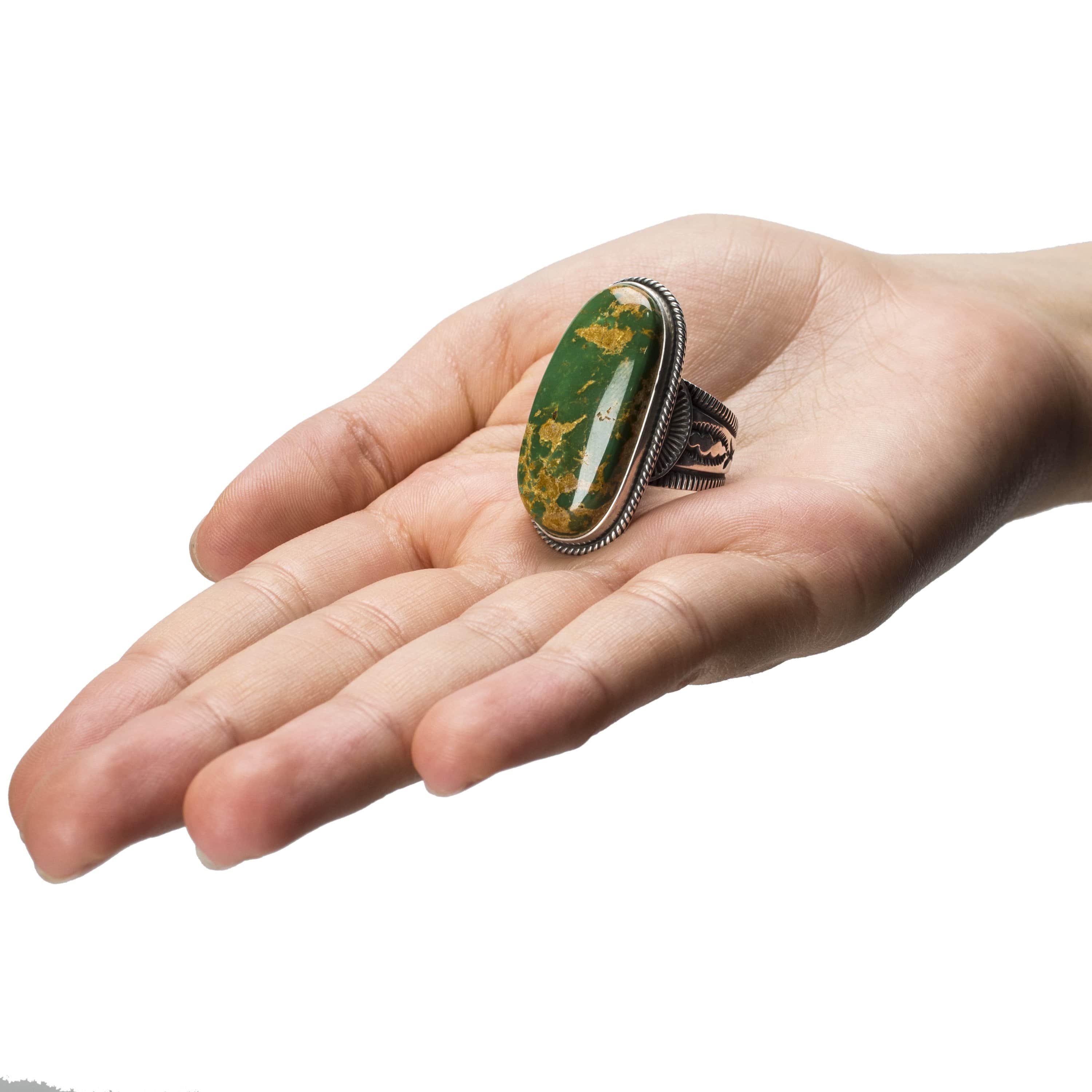 Kalifano Native American Jewelry 11 Donovan Cadman Royston Turquoise USA Native American Made 925 Sterling Silver Ring NAR1200.016.11