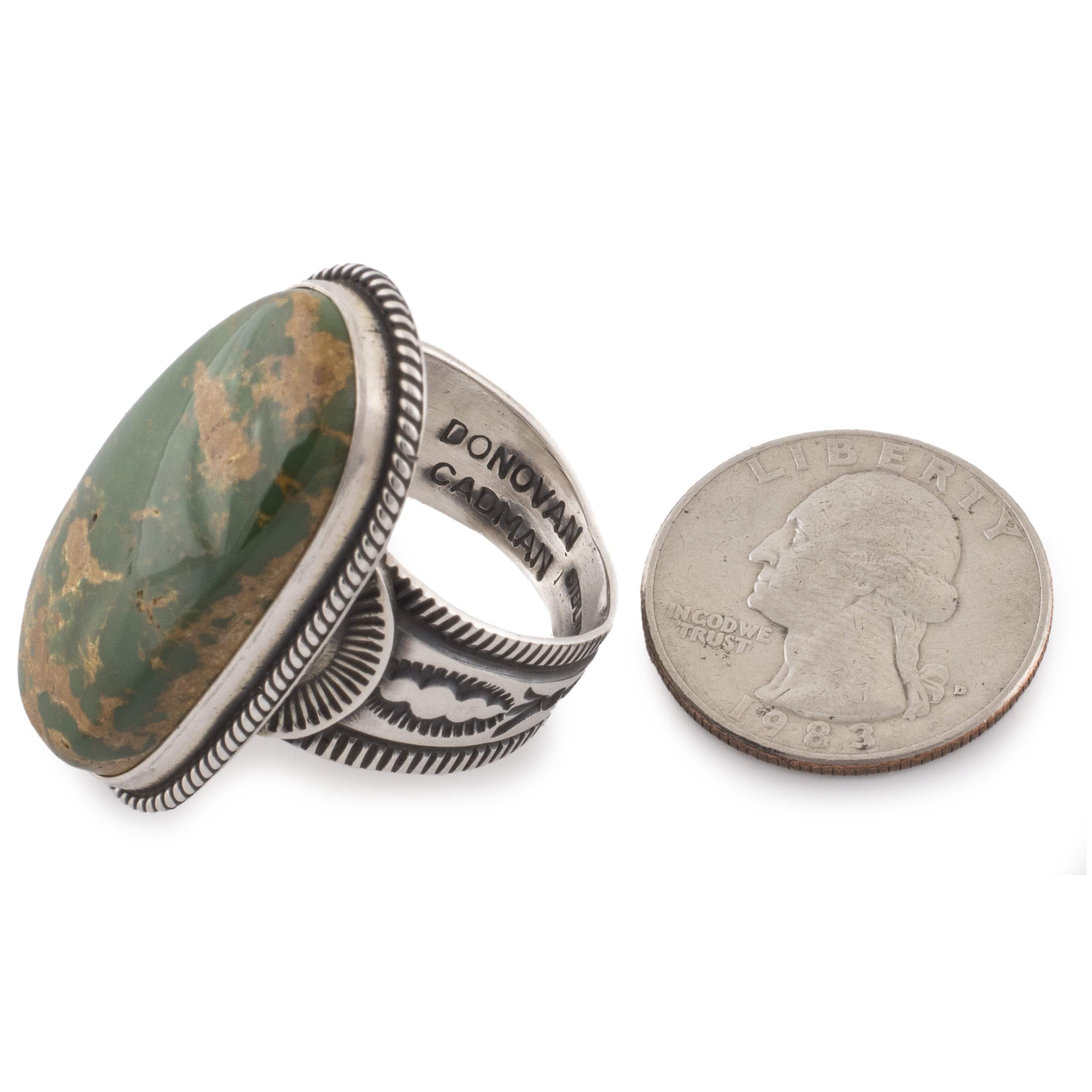 Kalifano Native American Jewelry 11 Donovan Cadman Royston Turquoise USA Native American Made 925 Sterling Silver Ring NAR1200.016.11