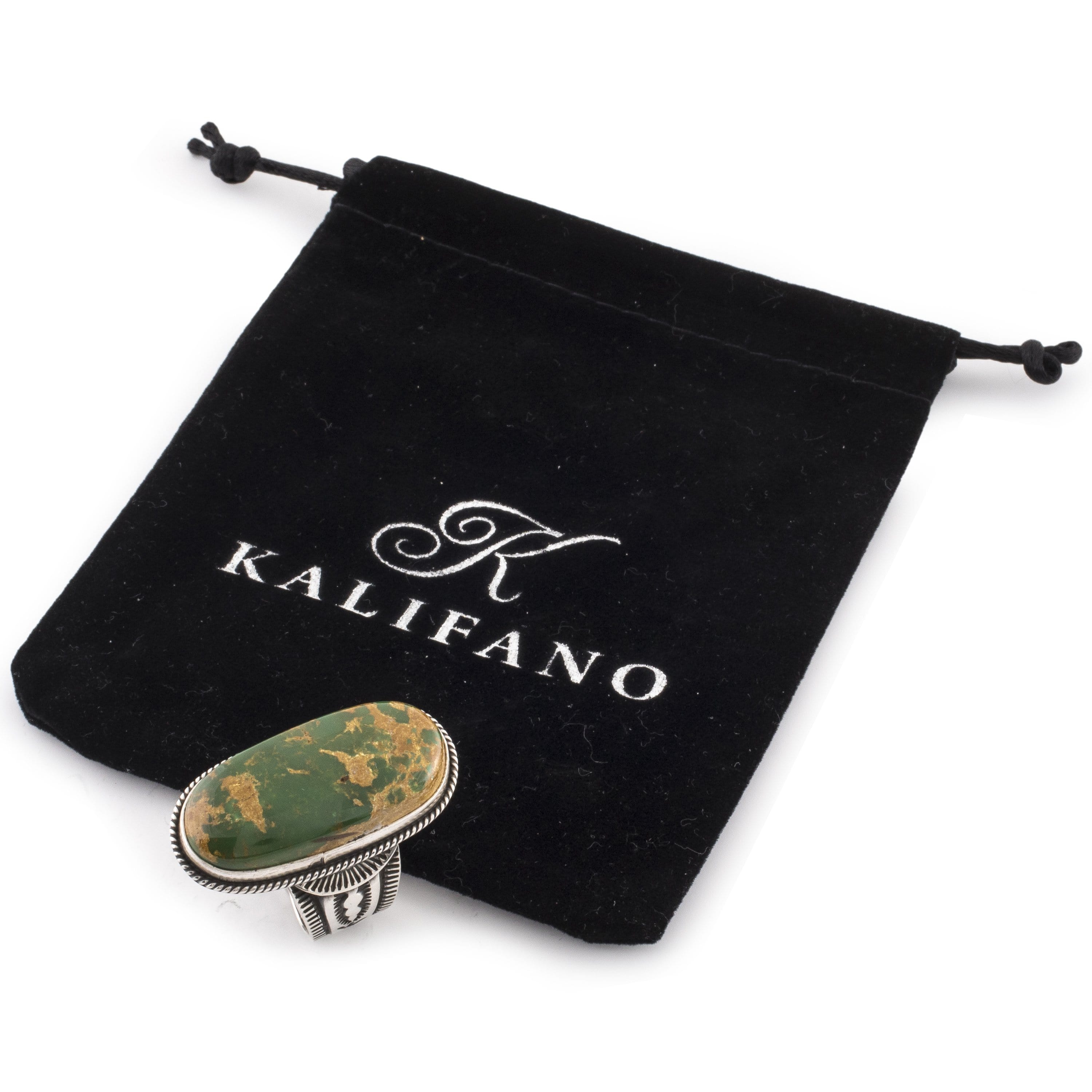 Kalifano Native American Jewelry 11 Donovan Cadman Royston Turquoise USA Native American Made 925 Sterling Silver Ring NAR1200.016.11