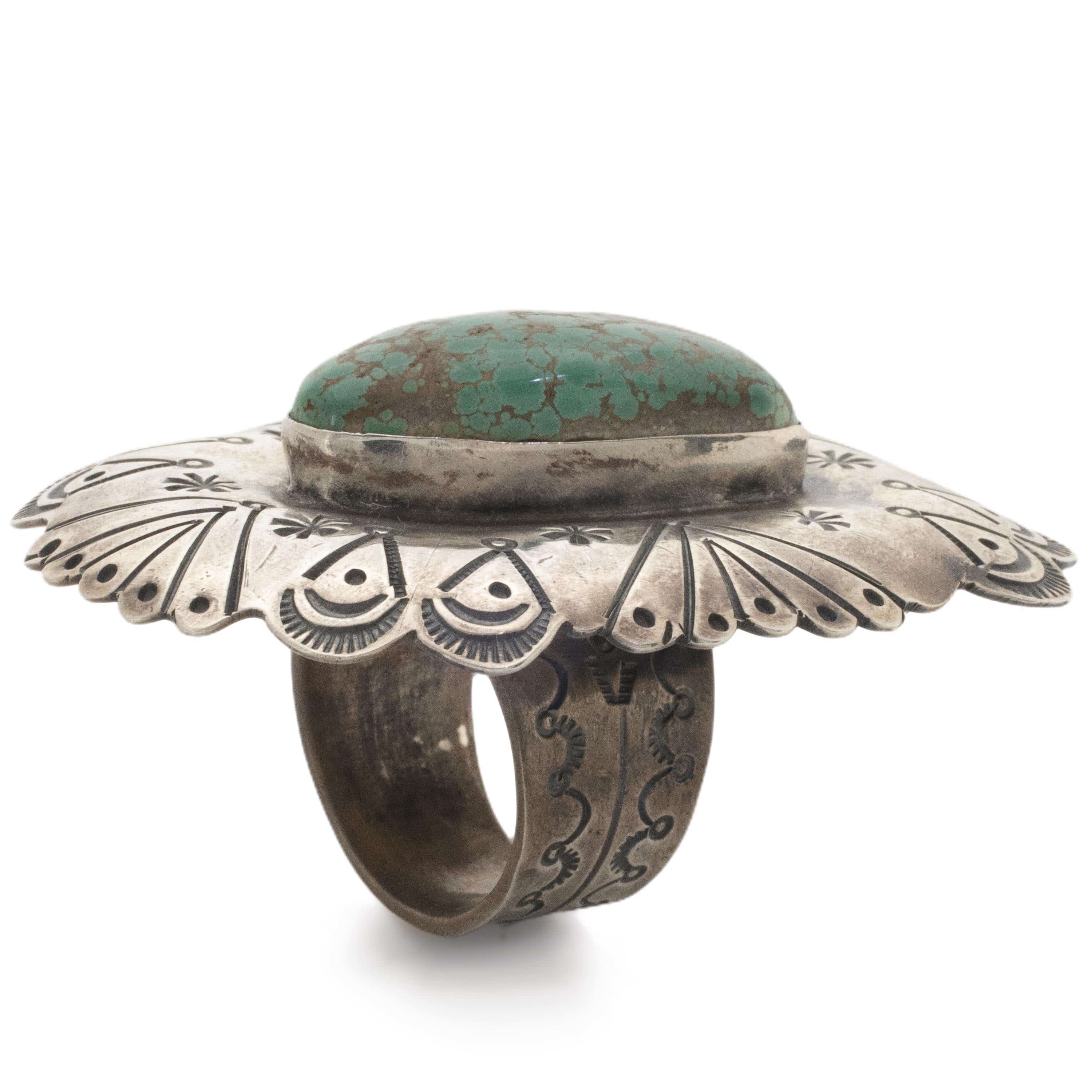 Kalifano Native American Jewelry 11 Marvin McReeves Navajo Carico Lake Turquoise USA Native American Made 925 Sterling Silver Ring NAR2400.013.11