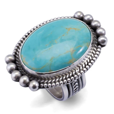Kalifano Native American Jewelry 11 Michael Calladetto Tyrone Turquoise Native American Made 925 Sterling Silver Ring NAR1200.002.11