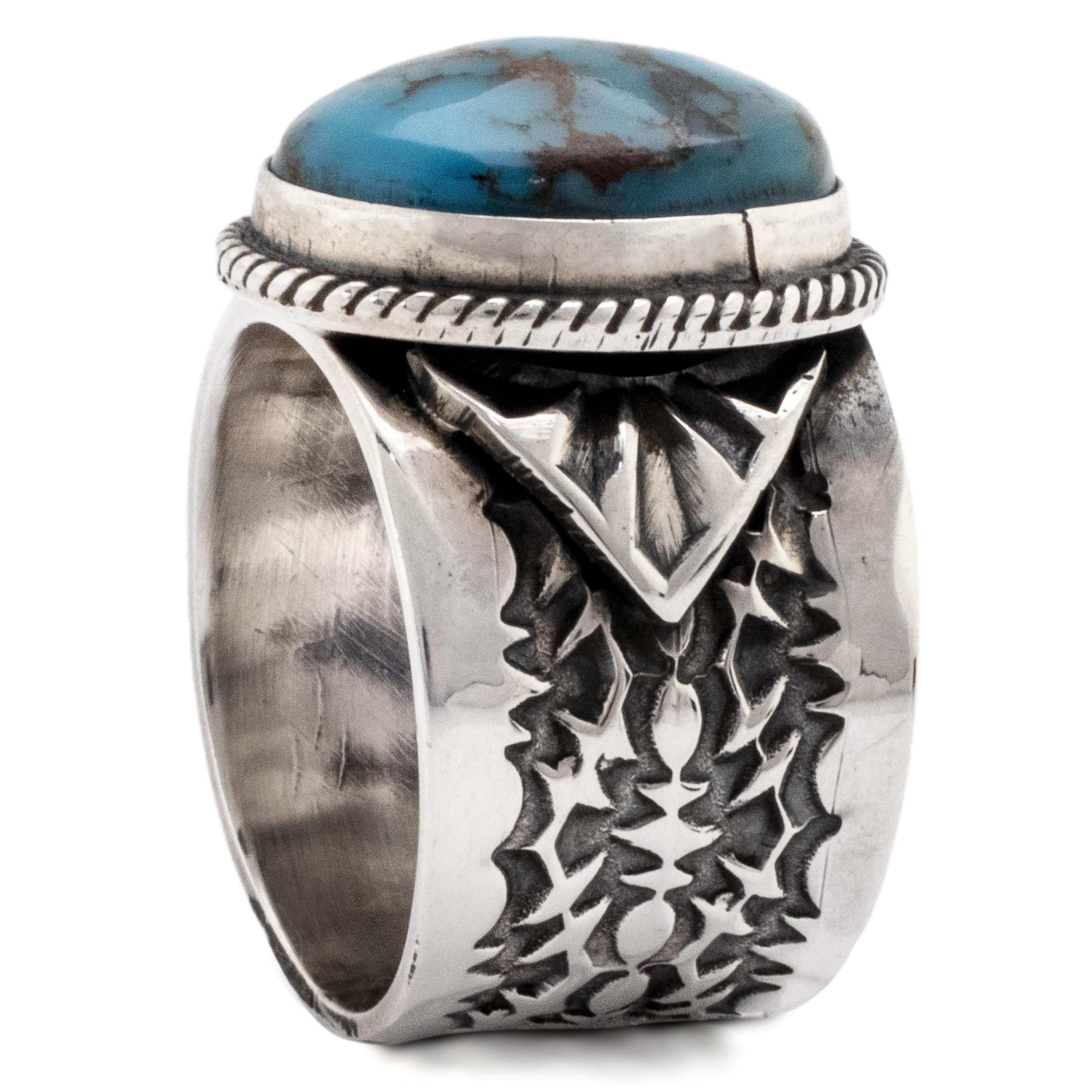 Kalifano Native American Jewelry 11 Sunshine Reeves Eygptian Turquoise USA Native American Made 925 Sterling Silver Ring NAR1400.013.11
