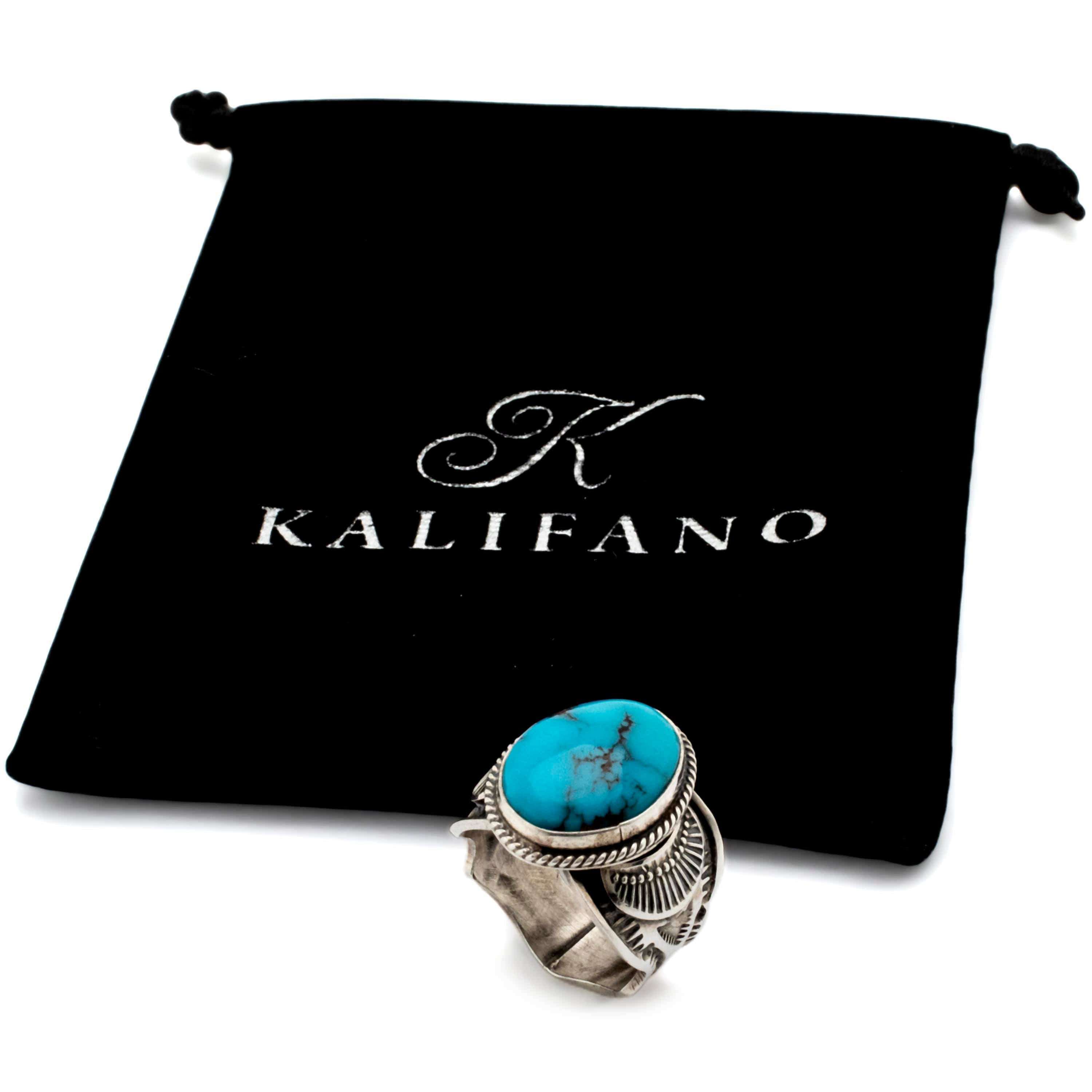 Kalifano Native American Jewelry 12 Sunshine Reeves Eygptian Turquoise USA Native American Made 925 Sterling Silver Ring NAR1400.014.12