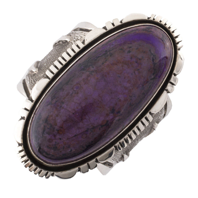 Kalifano Native American Jewelry 14 Cody Willie Sugilite USA Native American Made 925 Sterling Silver Ring NAR1200.018.14