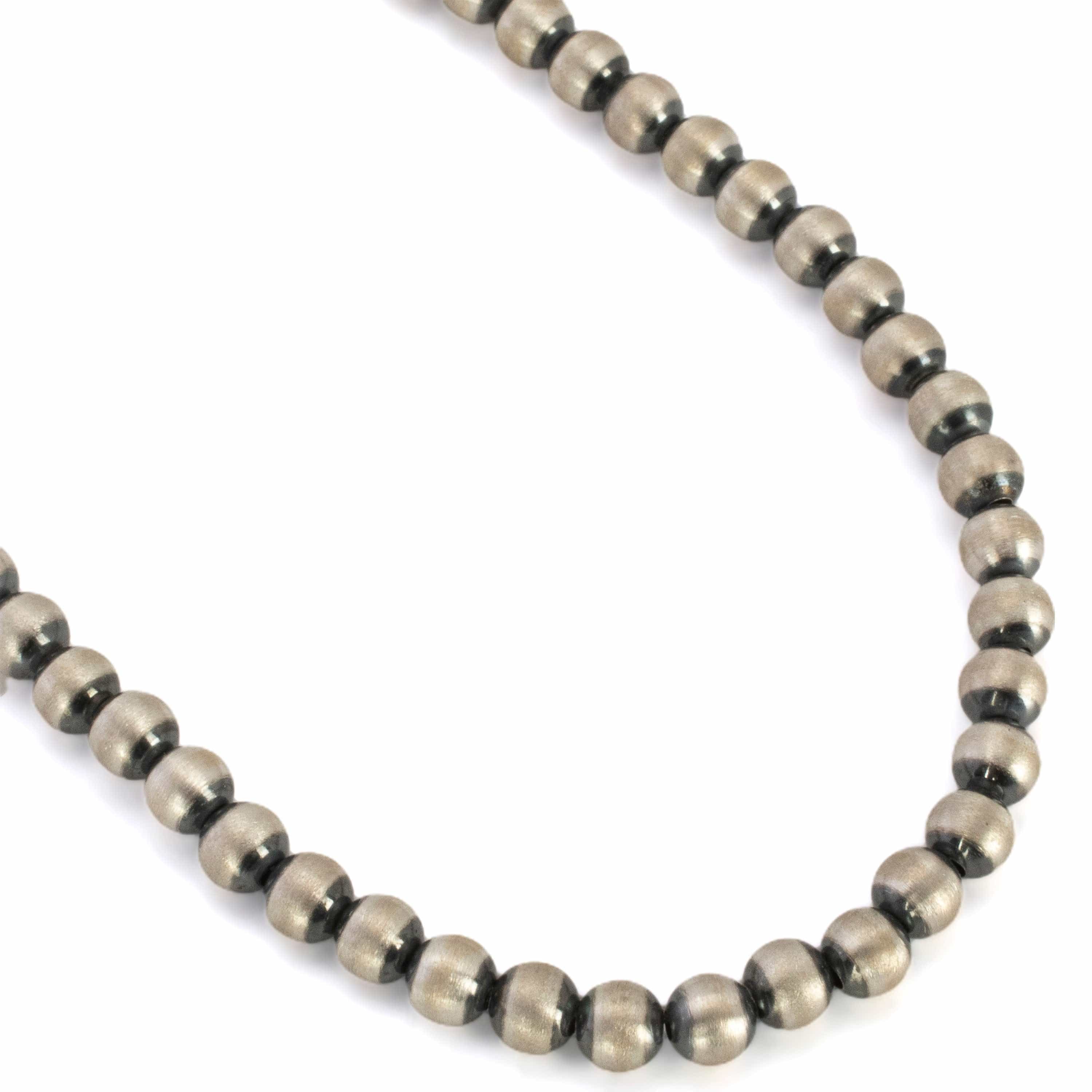 Kalifano Native American Jewelry 16" Single Strand 4mm Navajo Pearl USA Native American Made 925 Sterling Silver Necklace with 2" extender chain NAN400.013