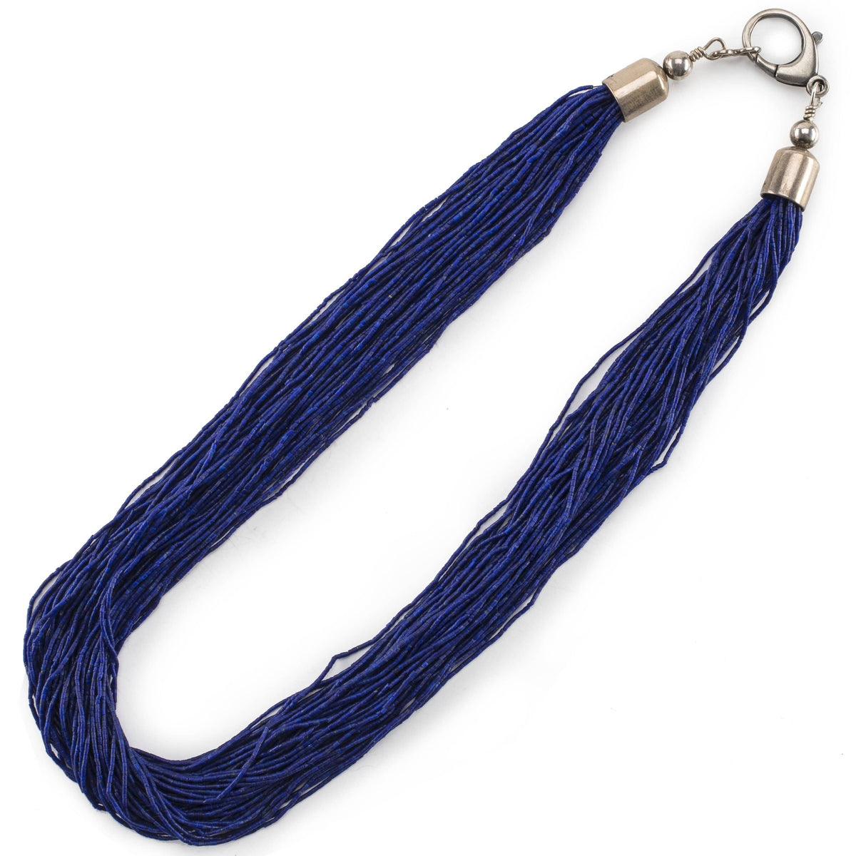Kalifano Native American Jewelry 18" Fifty Strand Lapis USA Native American Made 925 Sterling Silver Necklace NAN4500.001