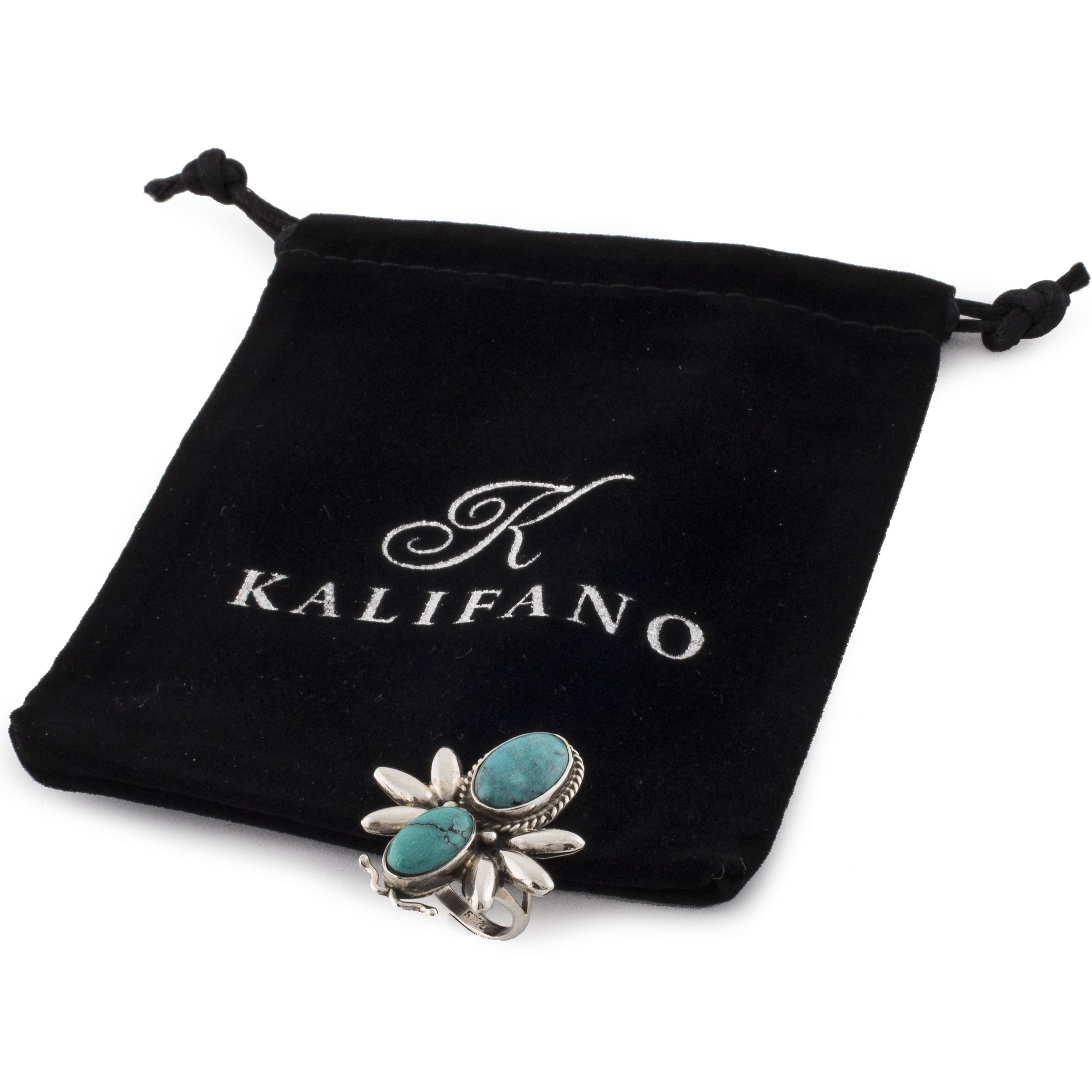 Kalifano Native American Jewelry 5.5 Dragonfly Campitos Turquoise USA Native American Made 925 Sterling Silver Ring NAR300.029.55