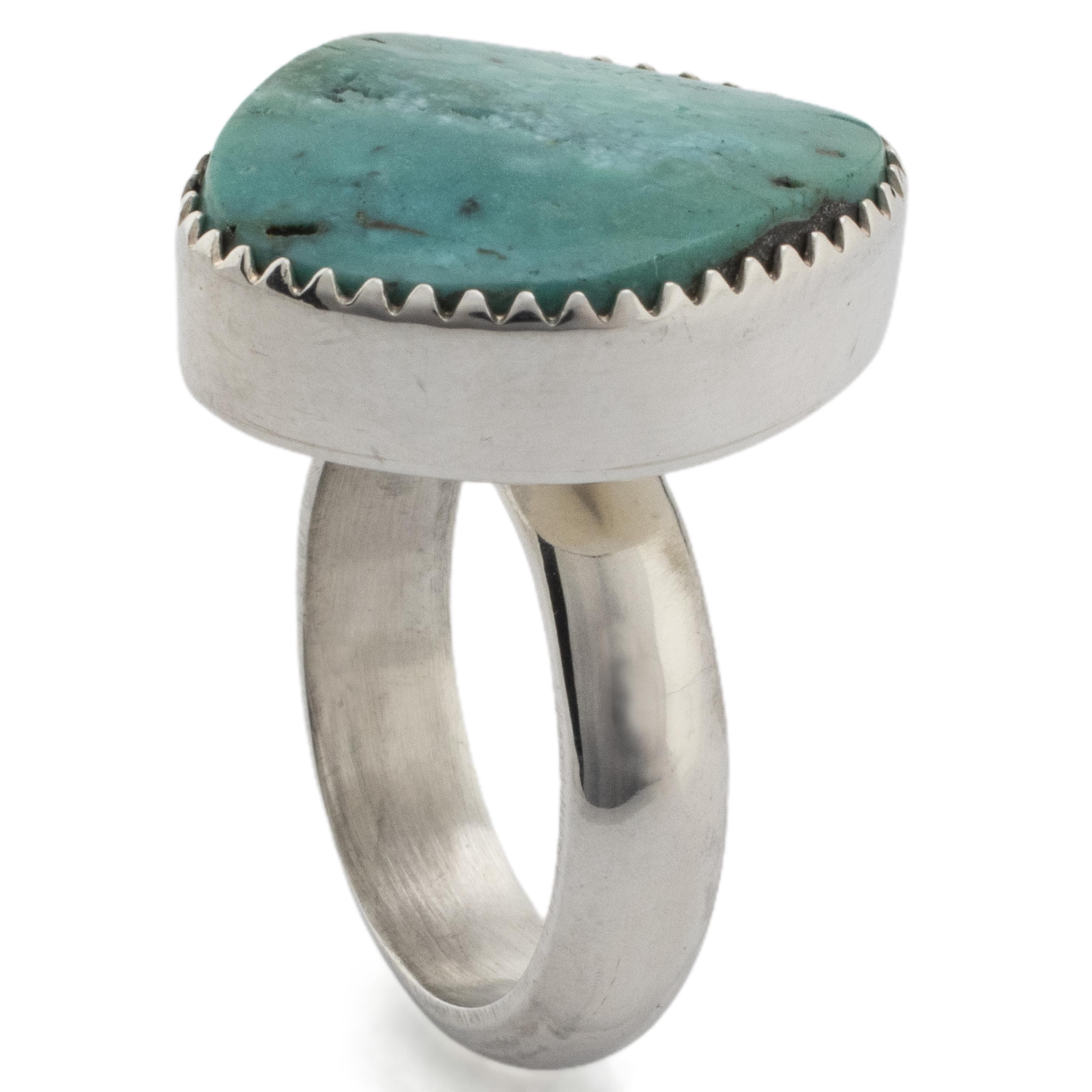 Kalifano Native American Jewelry 5.5 King Manassa Turquoise USA Handmade 925 Sterling Silver Ring NAR350.005.55