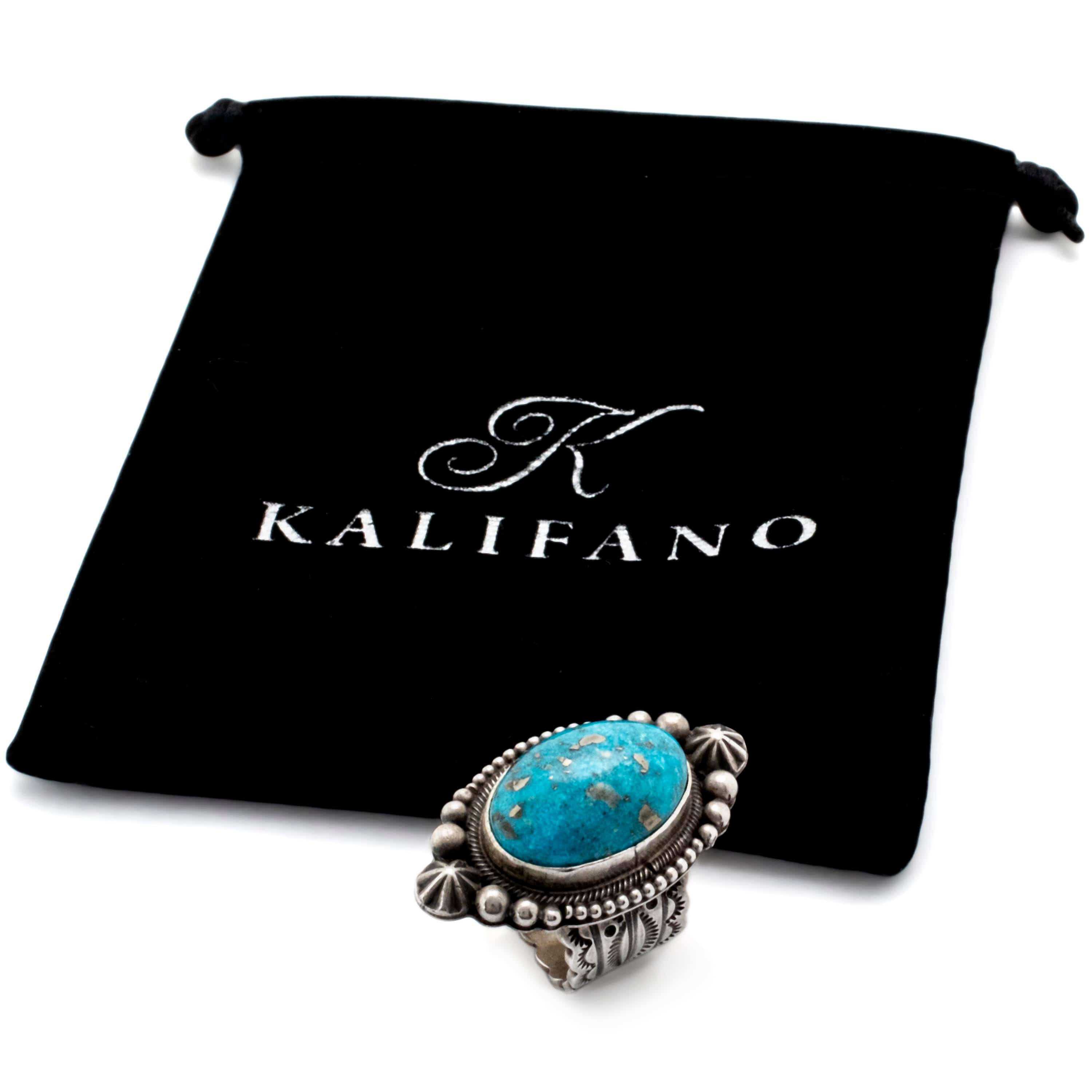 Kalifano Native American Jewelry 5.5 Michael & Rose Calladitto Navajo Kingman Turquoise USA Native American Made 925 Sterling Silver Ring NAR1200.032.55