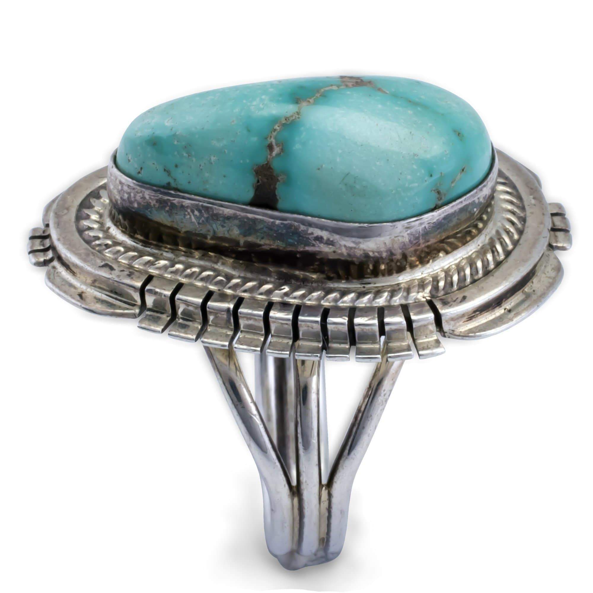 Kalifano Native American Jewelry 5 Kevin Willie Fox Turquoise Native American Made 925 Sterling Silver Ring NAR400.016.5