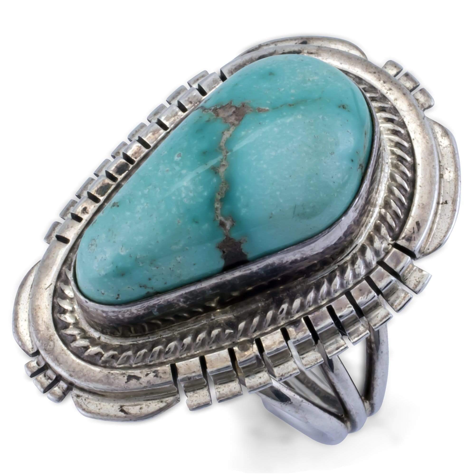 Kalifano Native American Jewelry 5 Kevin Willie Fox Turquoise Native American Made 925 Sterling Silver Ring NAR400.016.5