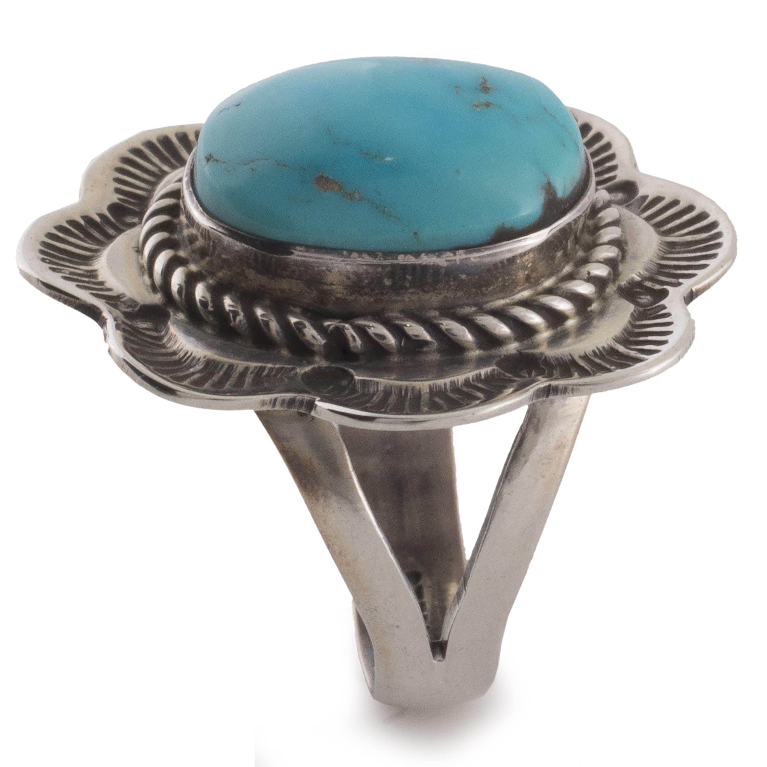 Kalifano Native American Jewelry 5 Kingman Turquoise USA Native American Made 925 Sterling Silver Ring NAR400.040.5