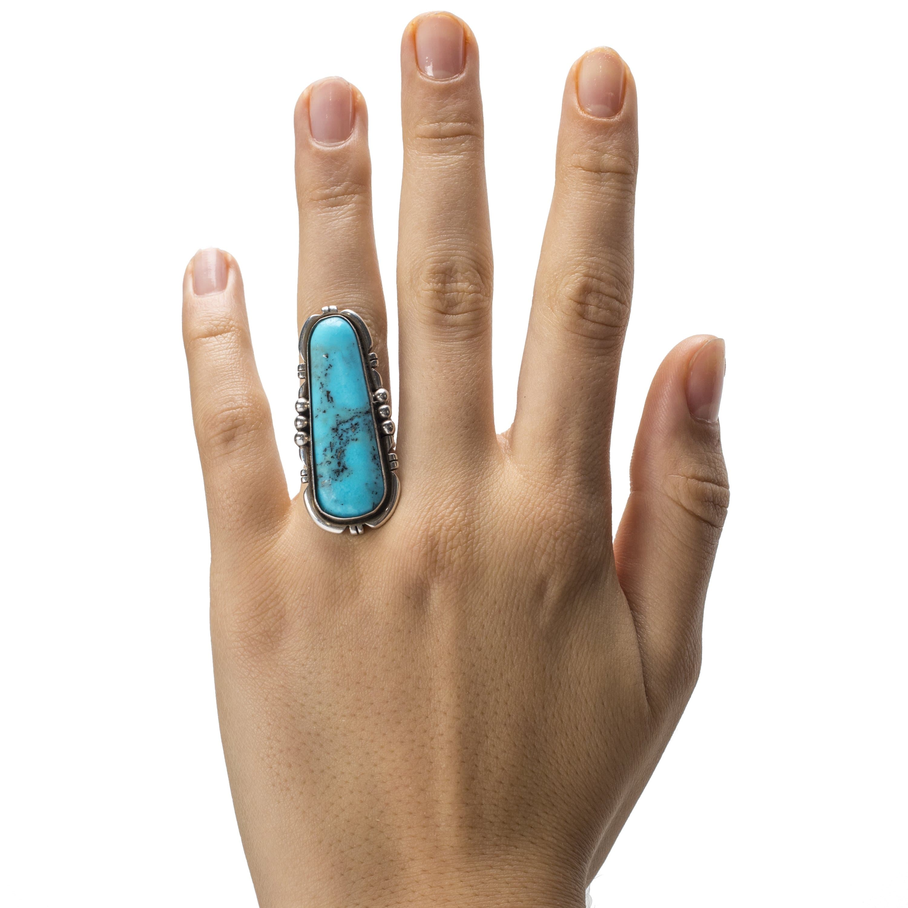 Kalifano Native American Jewelry 5 Kingman Turquoise USA Native American Made 925 Sterling Silver Ring NAR600.024.5