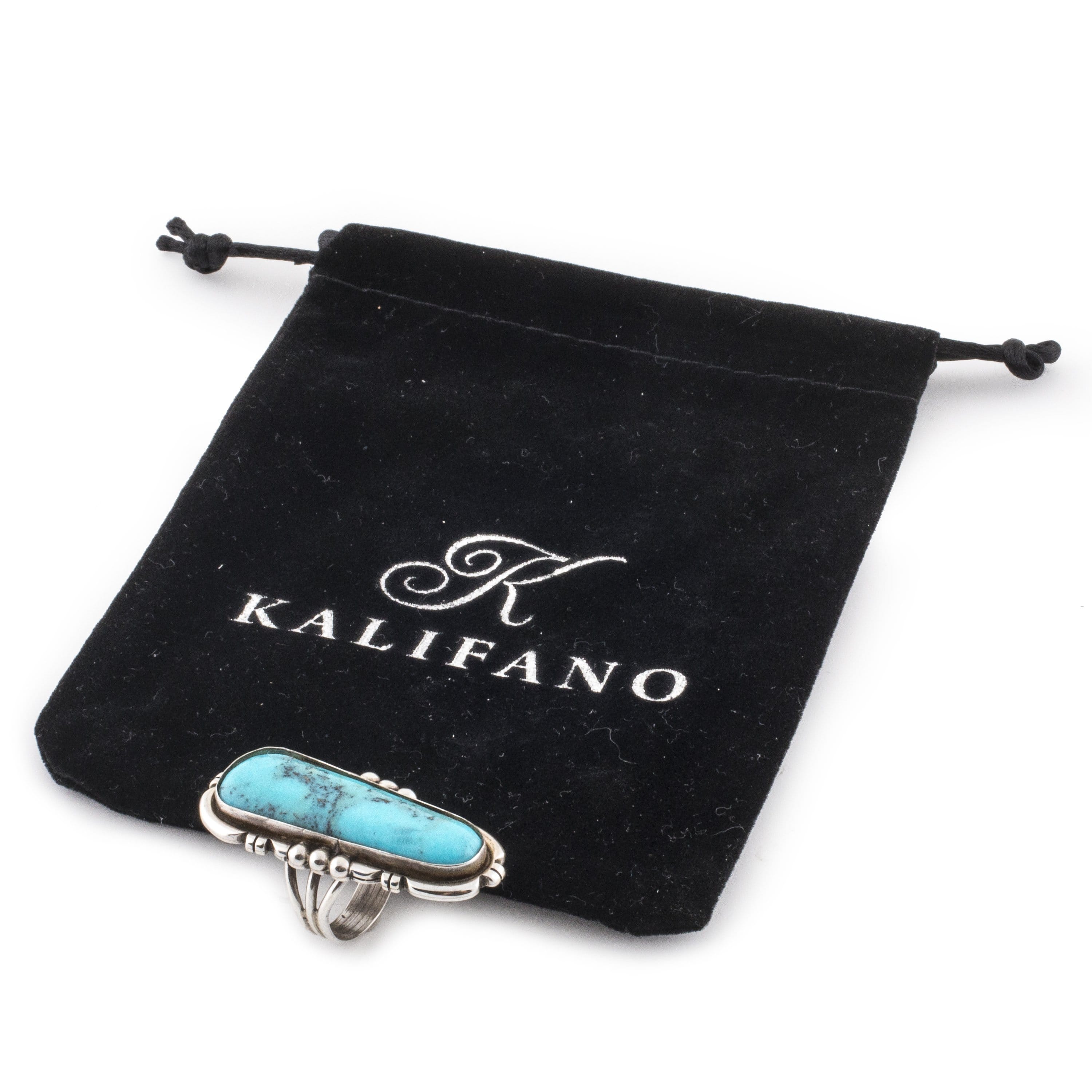 Kalifano Native American Jewelry 5 Kingman Turquoise USA Native American Made 925 Sterling Silver Ring NAR600.024.5