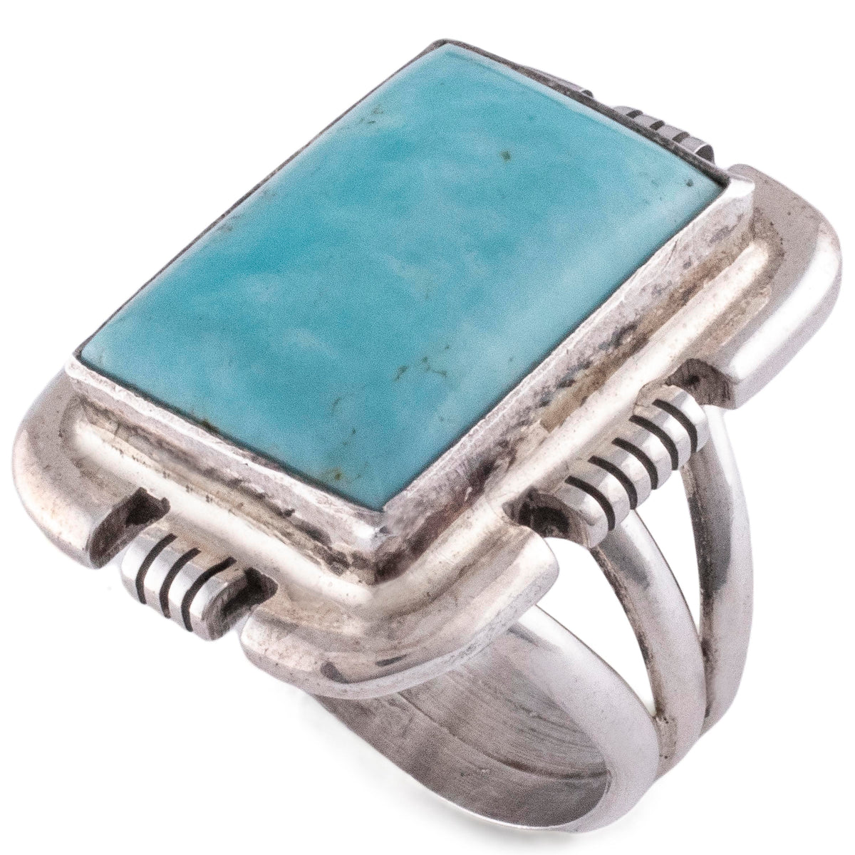 Kalifano Native American Jewelry 6.5 Eddie Secatero Campitos Turquoise USA Native American Made 925 Sterling Silver Ring NAR400.094.65