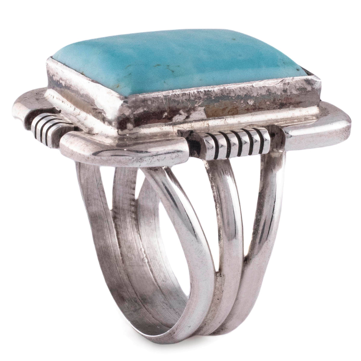 Kalifano Native American Jewelry 6.5 Eddie Secatero Campitos Turquoise USA Native American Made 925 Sterling Silver Ring NAR400.094.65