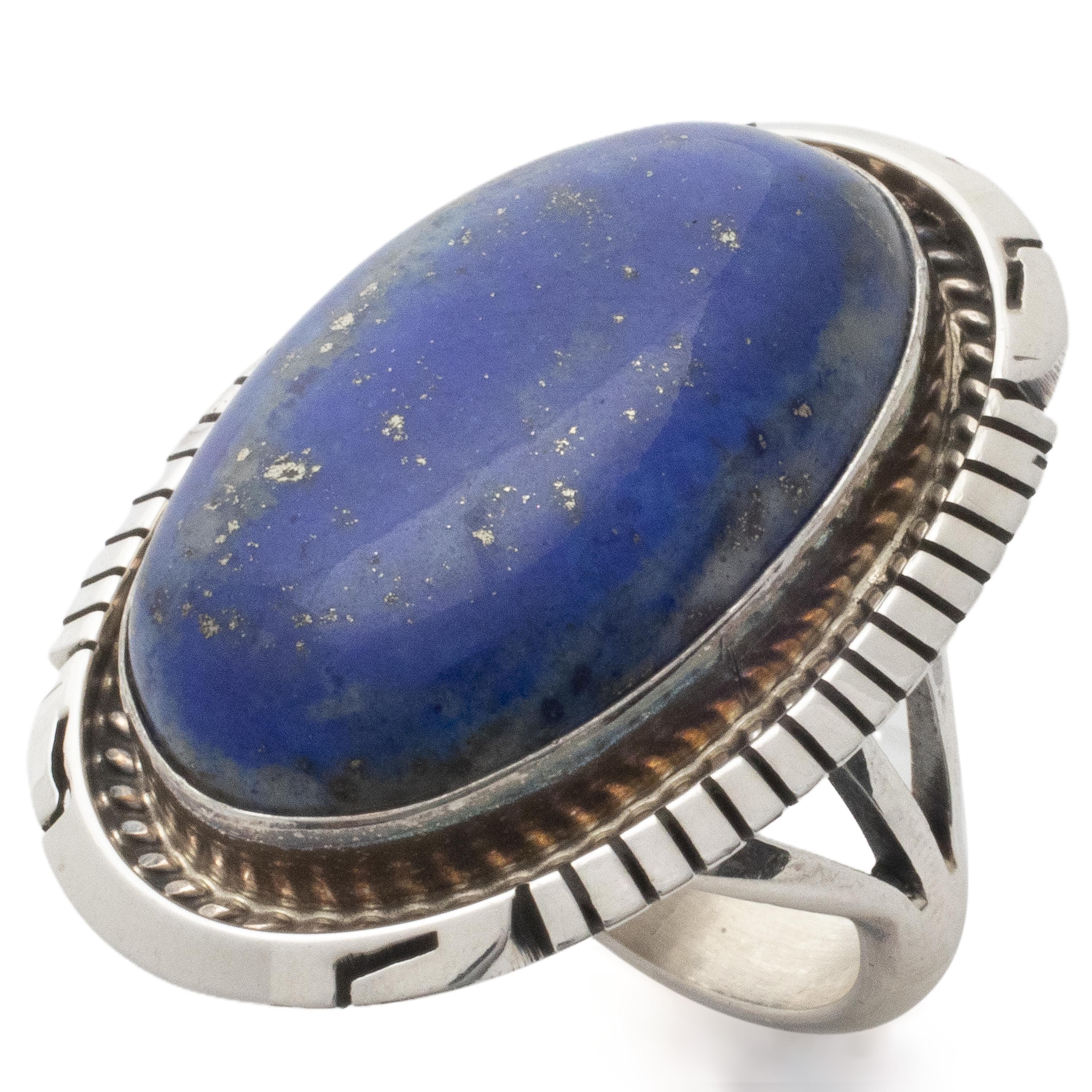 Kalifano Native American Jewelry 6 Alfred Martinez Navajo Lapis USA Native American Made 925 Sterling Silver Ring NAR1200.045.6