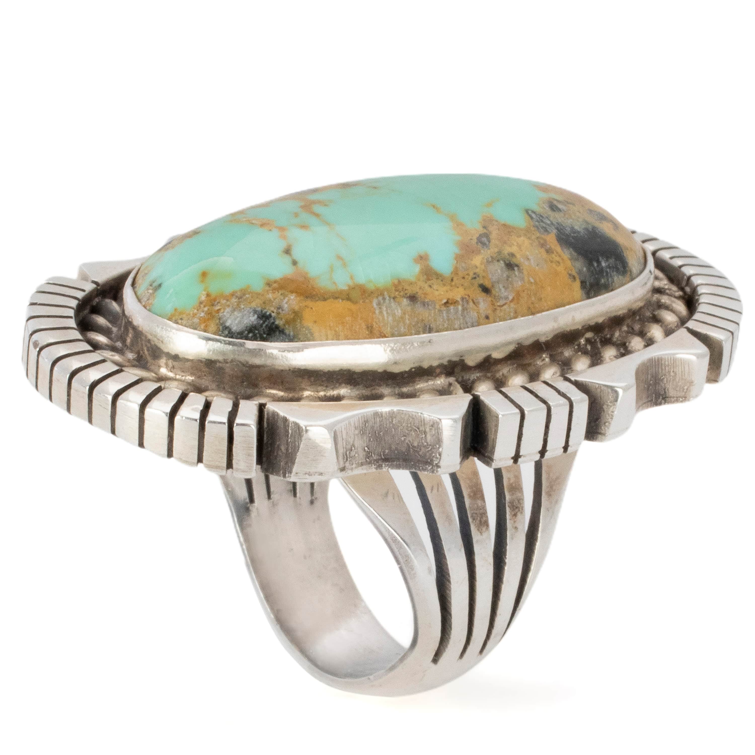 Kalifano Native American Jewelry 6 Eddie Secatero Navajo Tyrone Turquoise USA Native American Made 925 Sterling Silver Ring NAR1200.052.6
