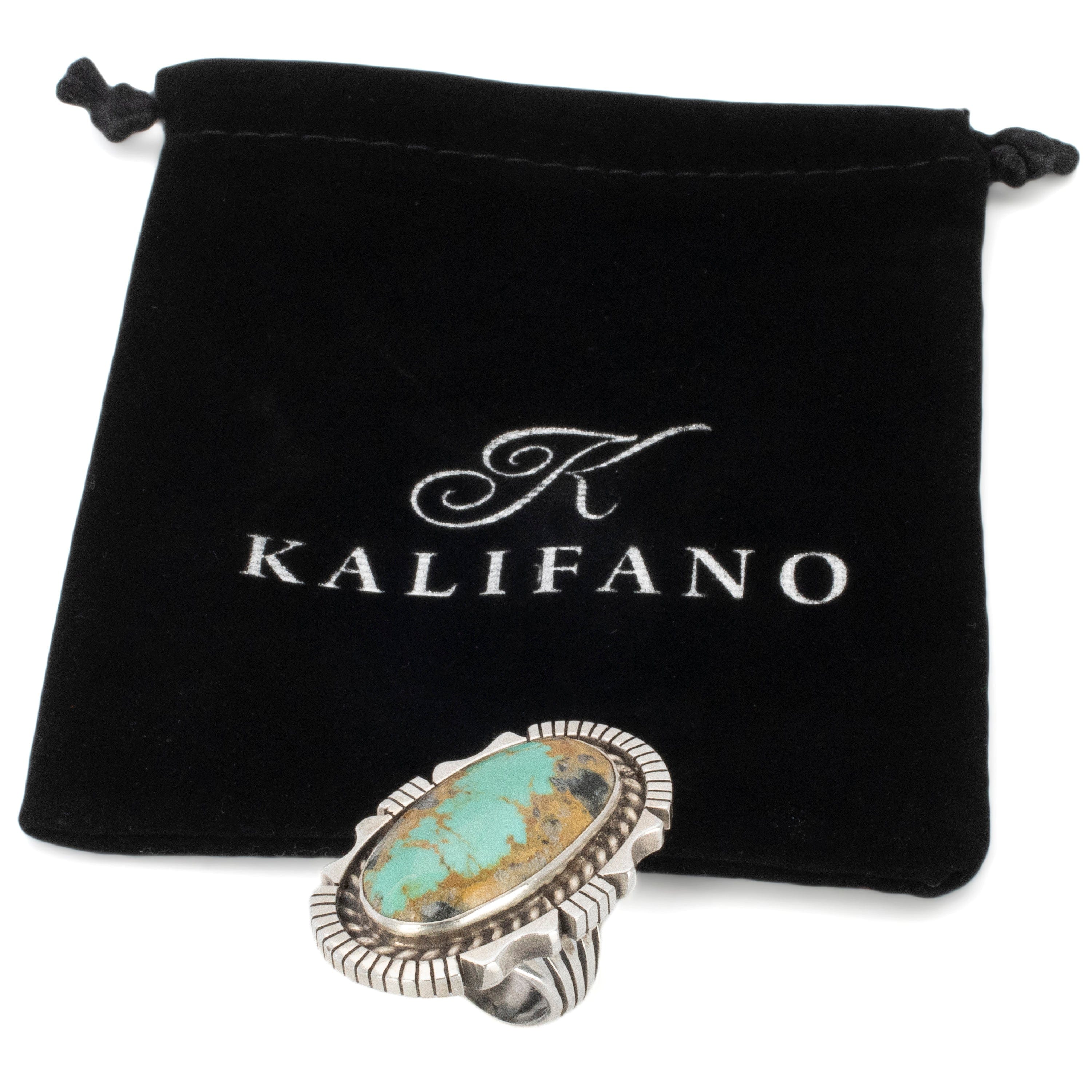 Kalifano Native American Jewelry 6 Eddie Secatero Navajo Tyrone Turquoise USA Native American Made 925 Sterling Silver Ring NAR1200.052.6