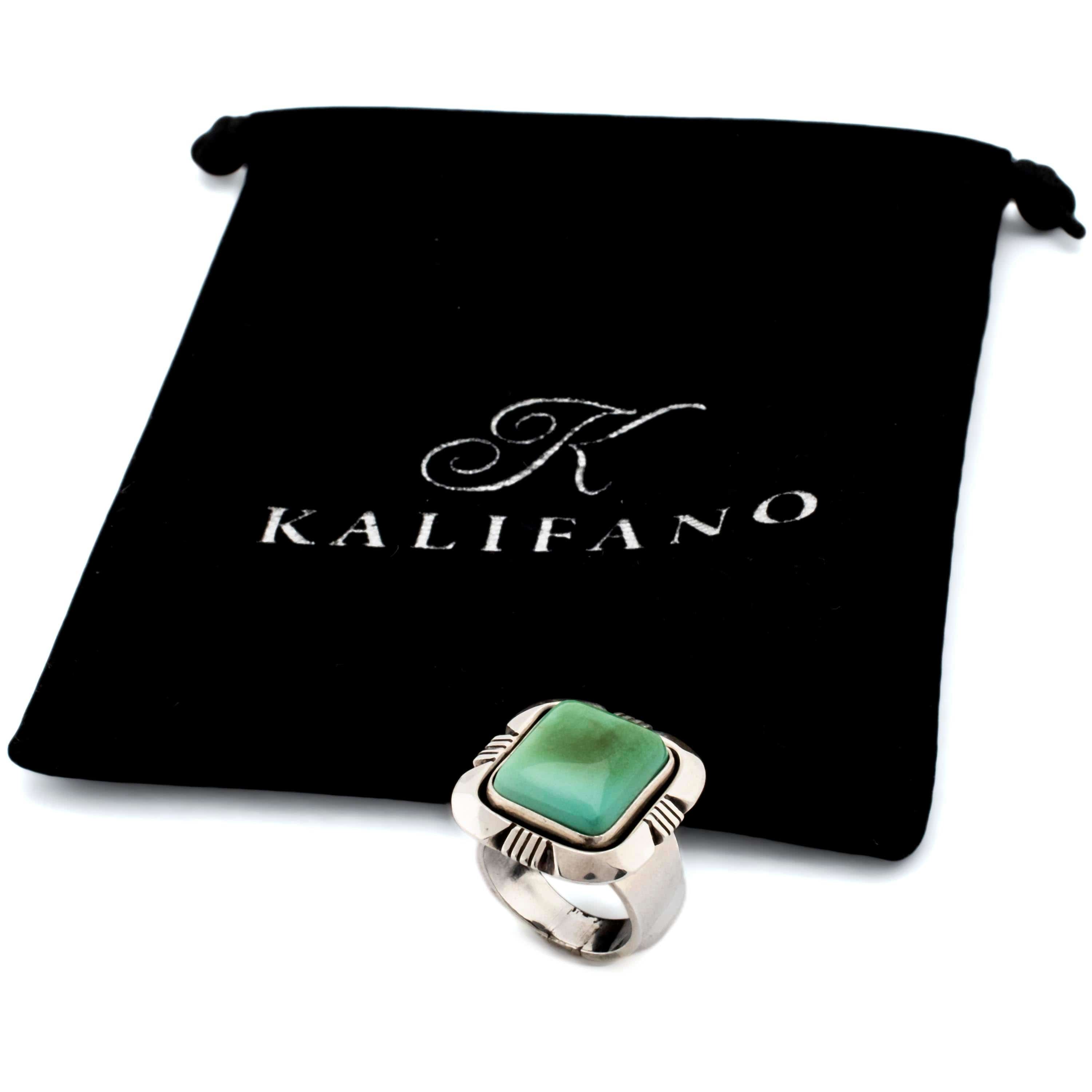 Kalifano Native American Jewelry 6 Eddie Secatero Royston Turquoise Square USA Native American Made 925 Sterling Silver Ring NAR800.023.6