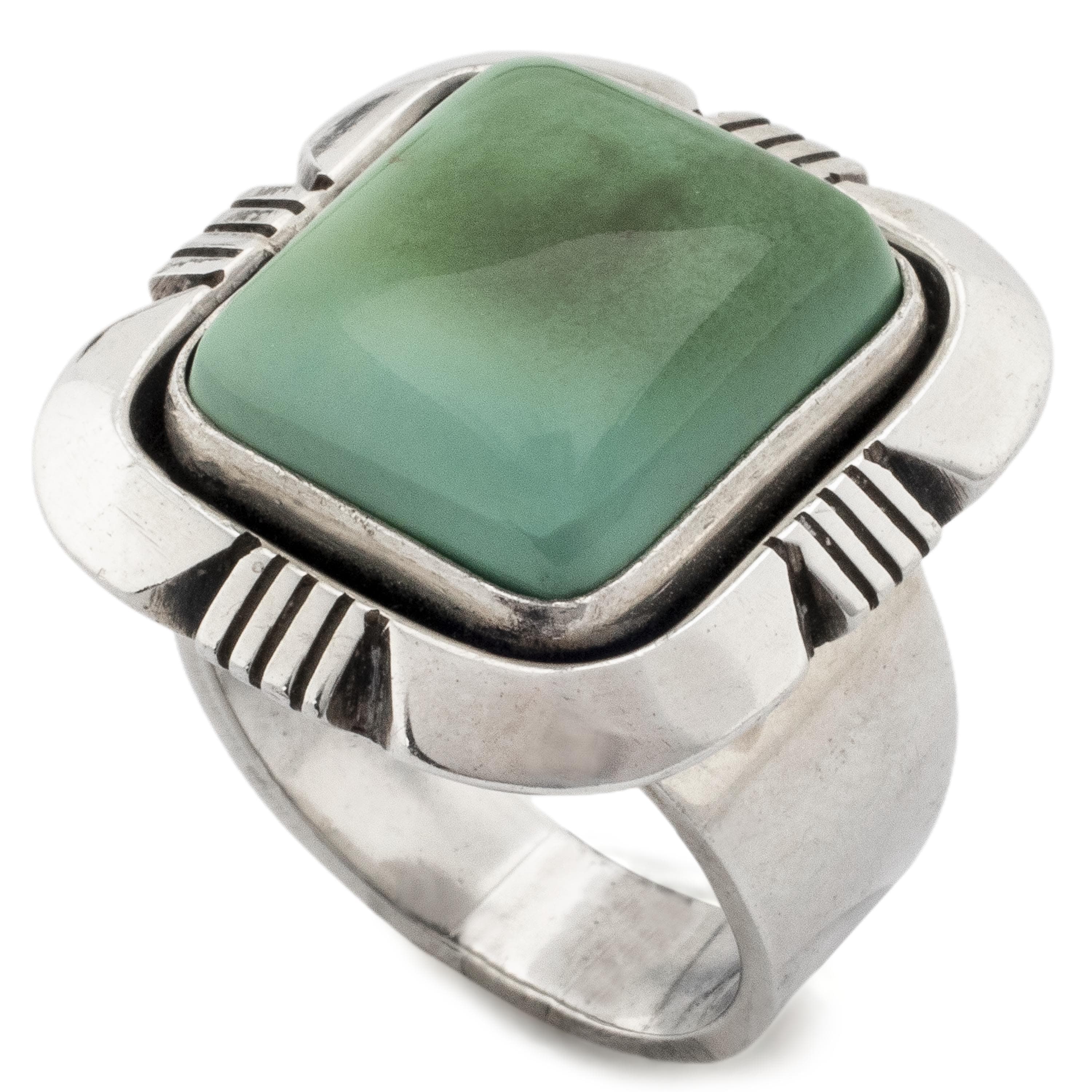 Kalifano Native American Jewelry 6 Eddie Secatero Royston Turquoise Square USA Native American Made 925 Sterling Silver Ring NAR800.023.6