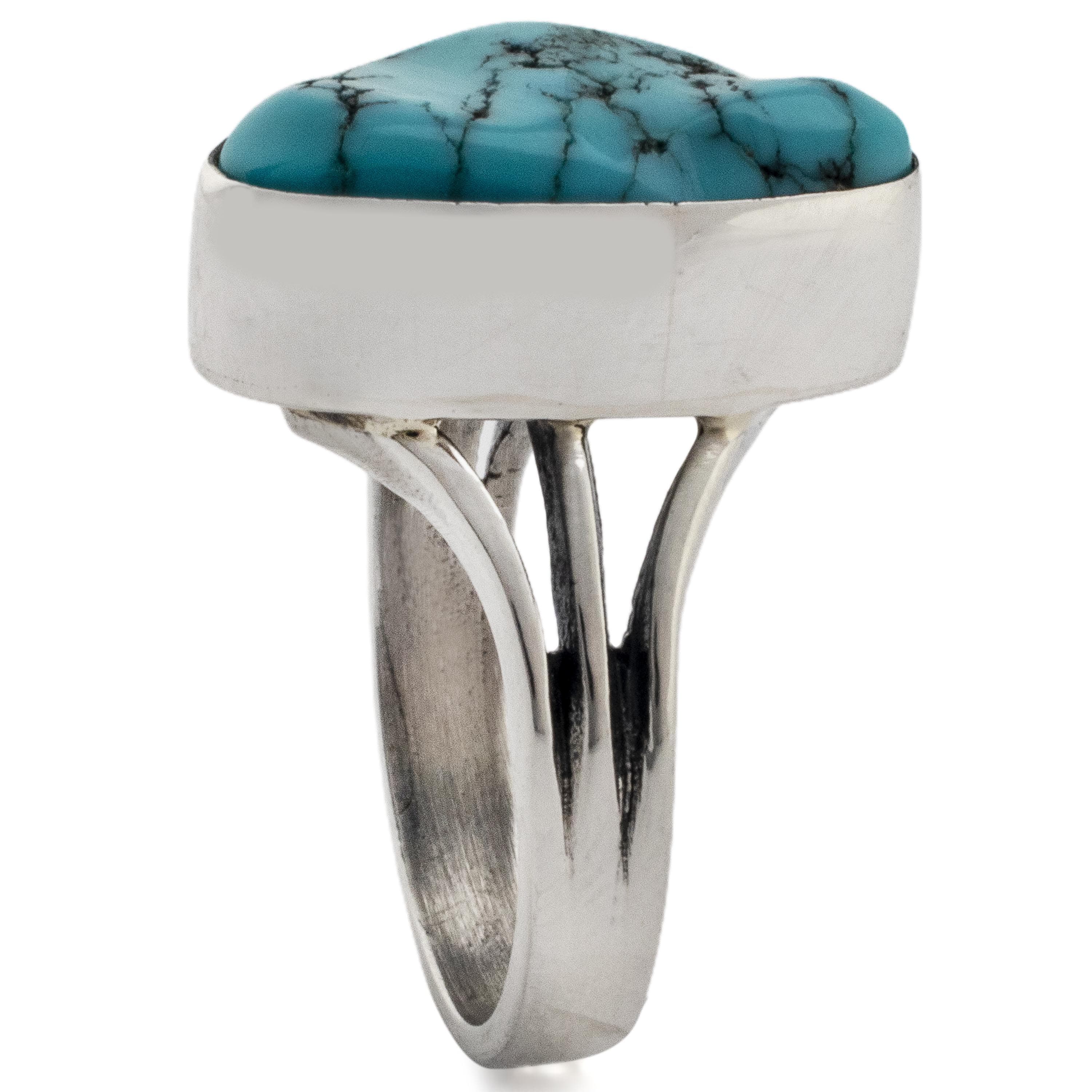 Kalifano Native American Jewelry 6 King Manassa Turquoise USA Handmade 925 Sterling Silver Ring NAR350.008.6
