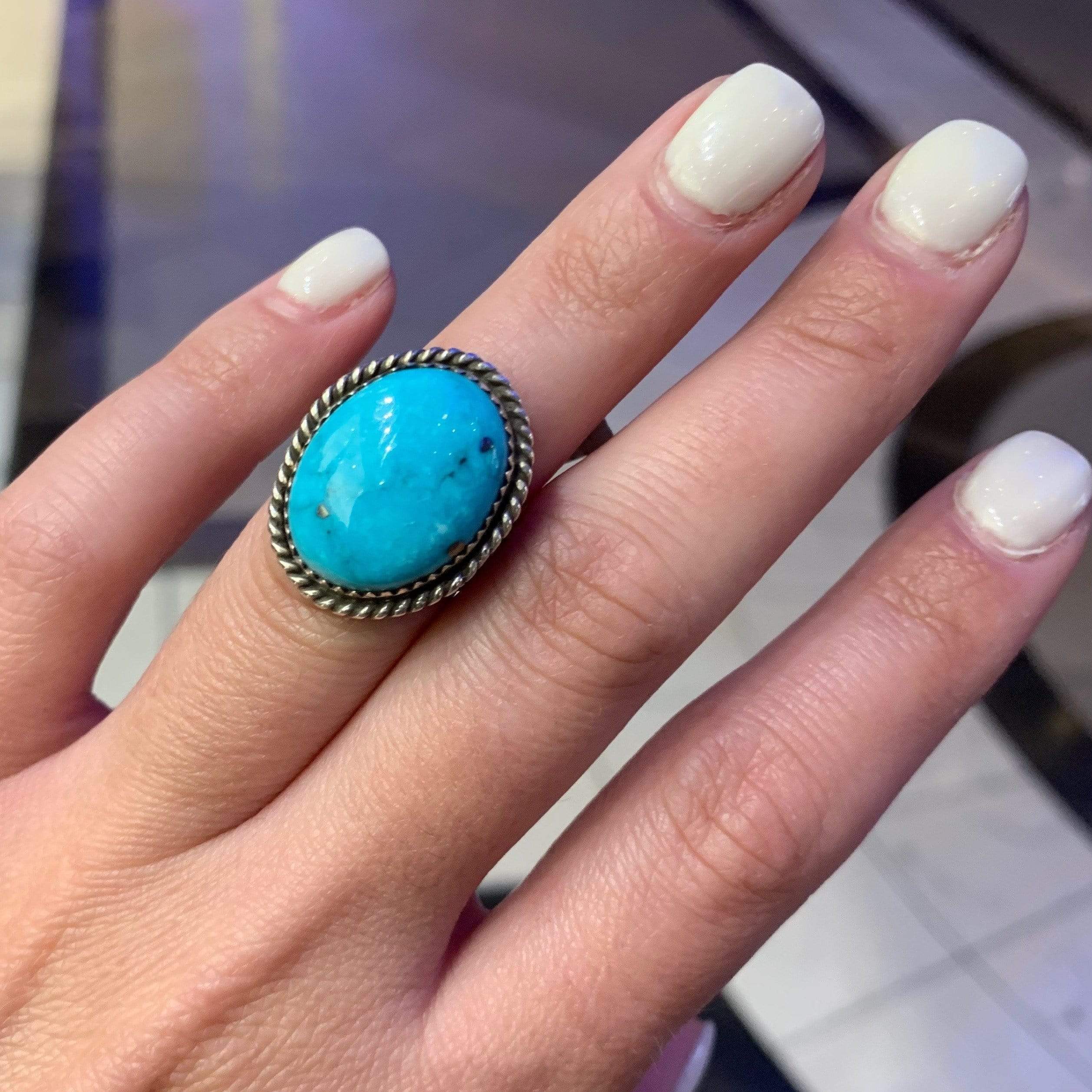 Kalifano Native American Jewelry 6 Kingman Turquoise Native American Made 925 Sterling Silver Ring NAR400.004.6