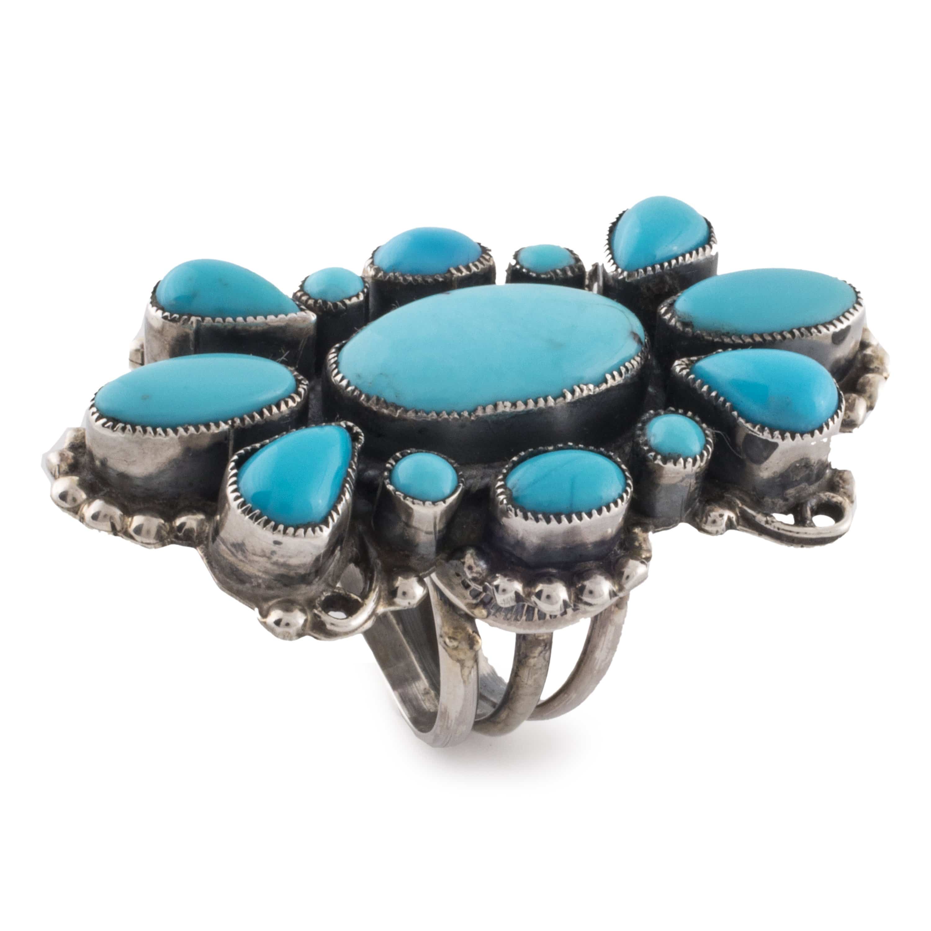 Kalifano Native American Jewelry 6 Leo Feeney Sleeping Beauty Turquoise USA Native American Made 925 Sterling Silver Ring NAR1500.014.6