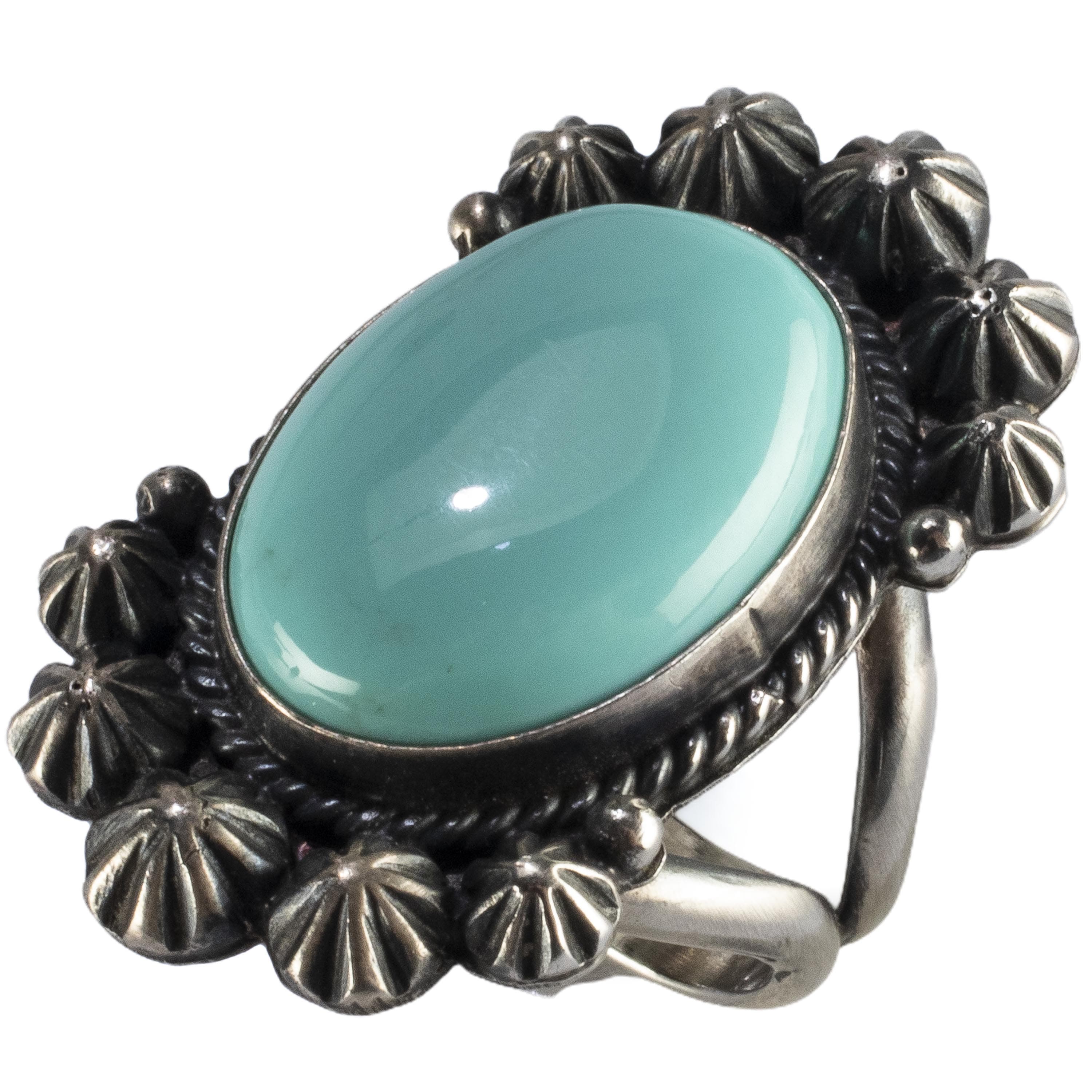 Kalifano Native American Jewelry 6 Michael & Rose Calladitto Navajo Campitos Turquoise USA Native American Made 925 Sterling Silver Ring NAR500.070.6