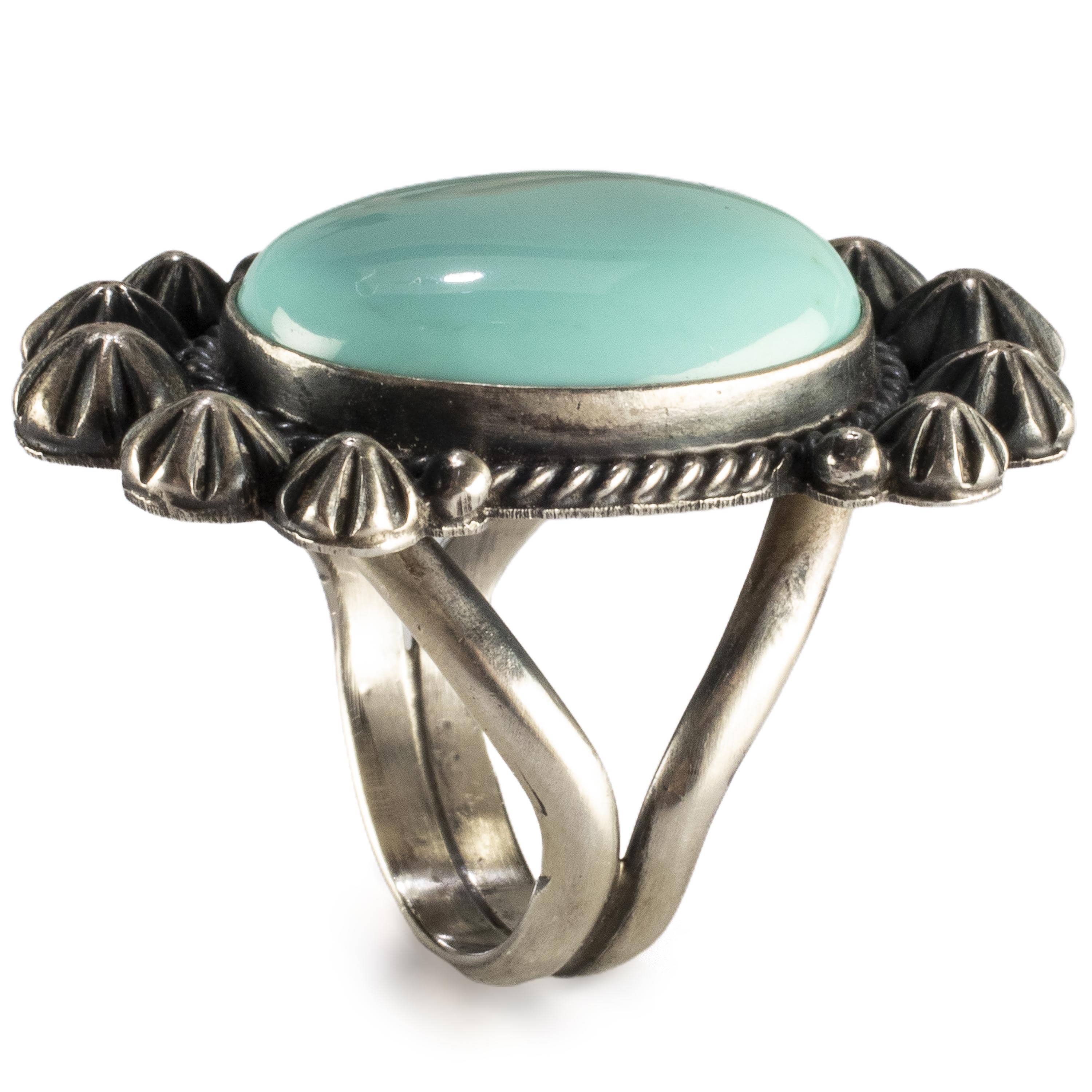 Kalifano Native American Jewelry 6 Michael & Rose Calladitto Navajo Campitos Turquoise USA Native American Made 925 Sterling Silver Ring NAR500.070.6