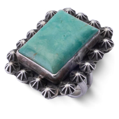 Kalifano Native American Jewelry 6 Rectangular Tyrone Turquoise  USA Native American Made 925 Sterling Silver Ring NAR400.106.6